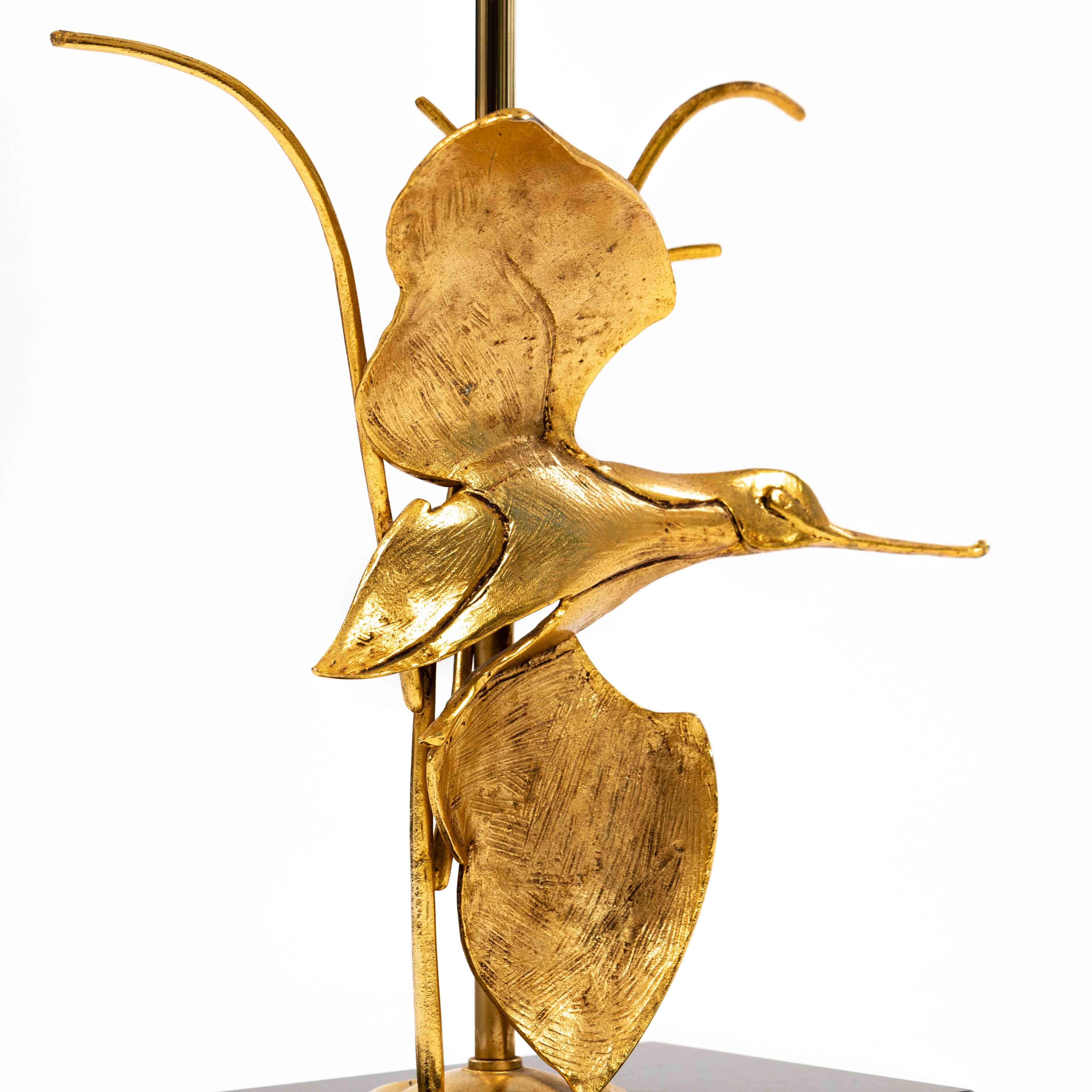 Italian Midcentury Gilded Brass Bird Table Lamp by GM Italia 1950s For Sale 2