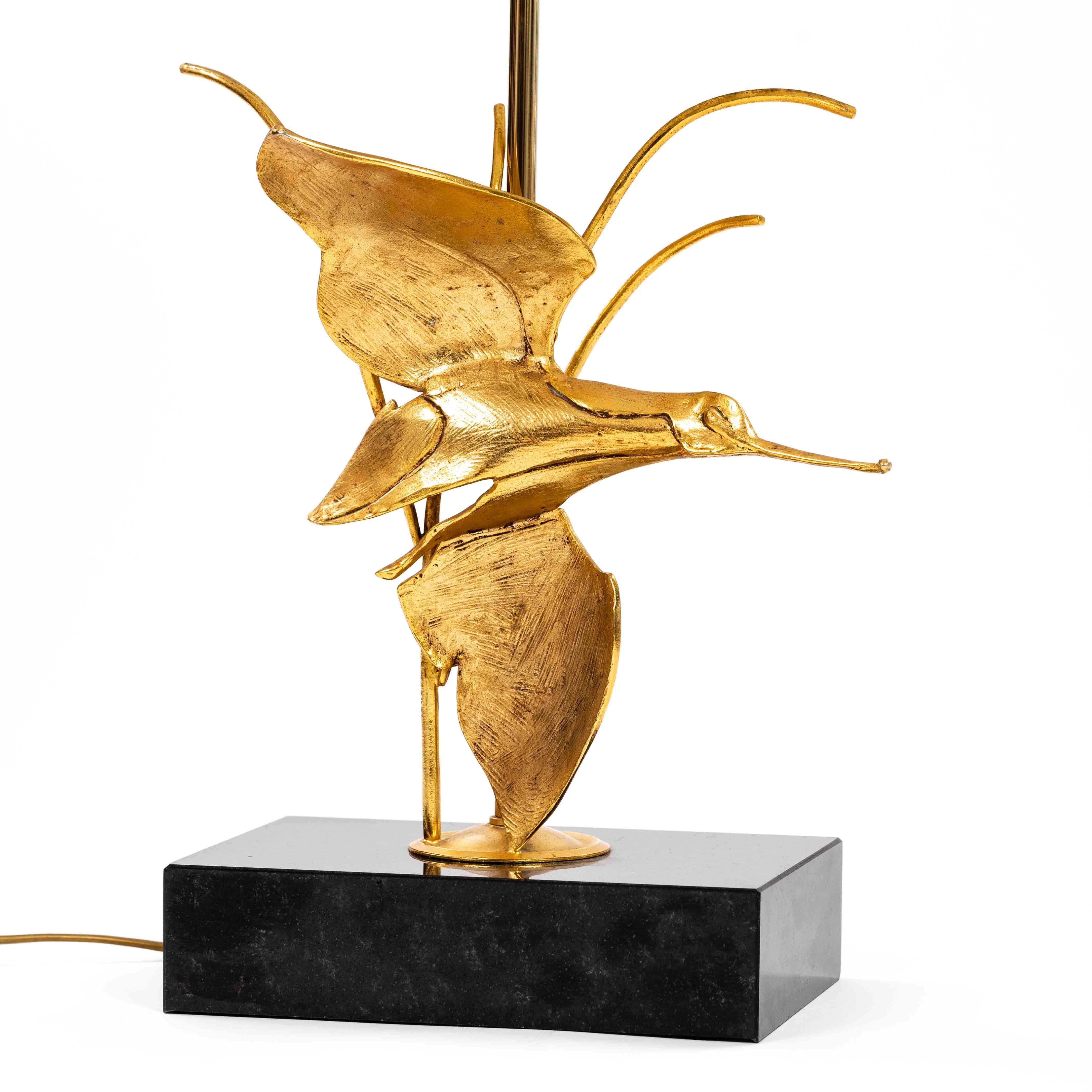 Italian Midcentury Gilded Brass Bird Table Lamp by GM Italia 1950s For Sale 1