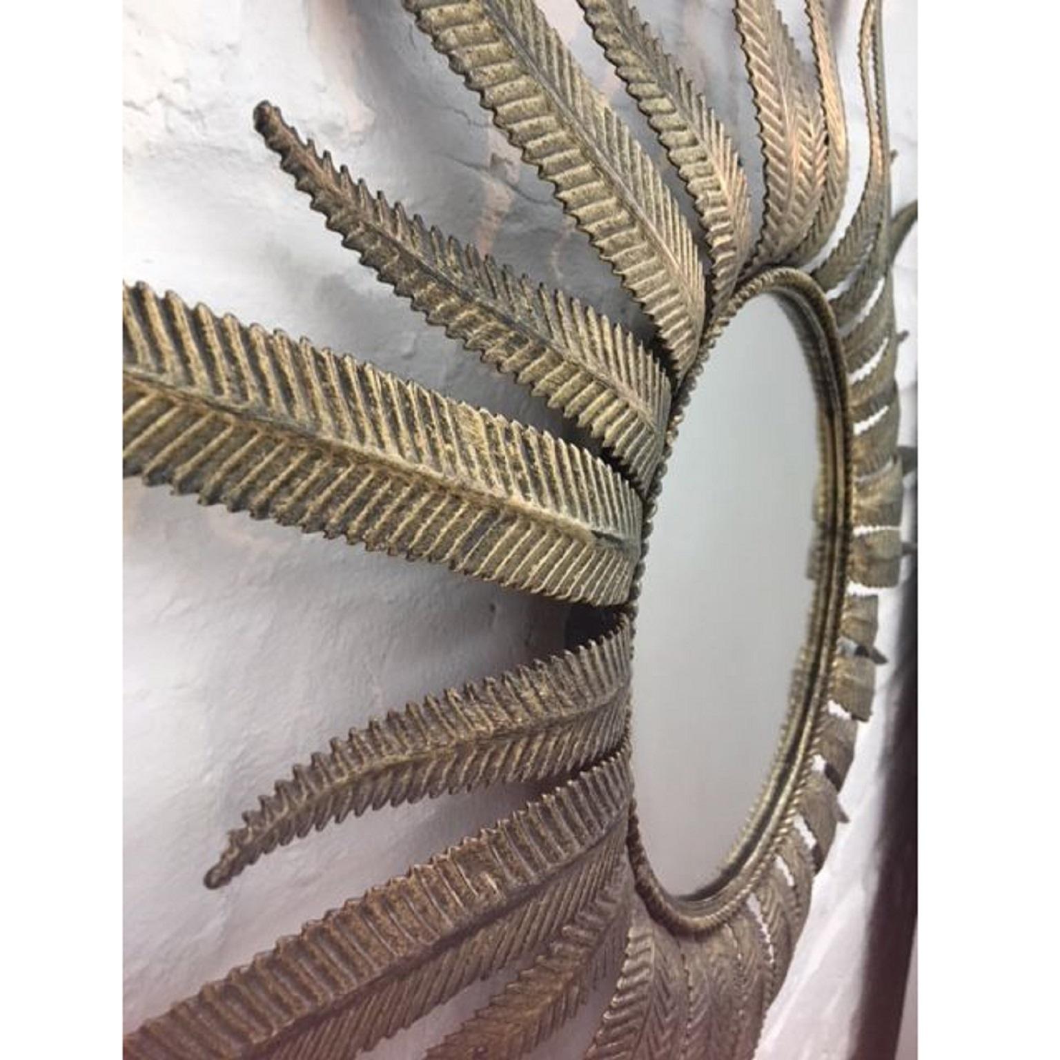 Mid-Century Modern Italian Mid-Century Gilt metal Sunburst Mirror, 1950s