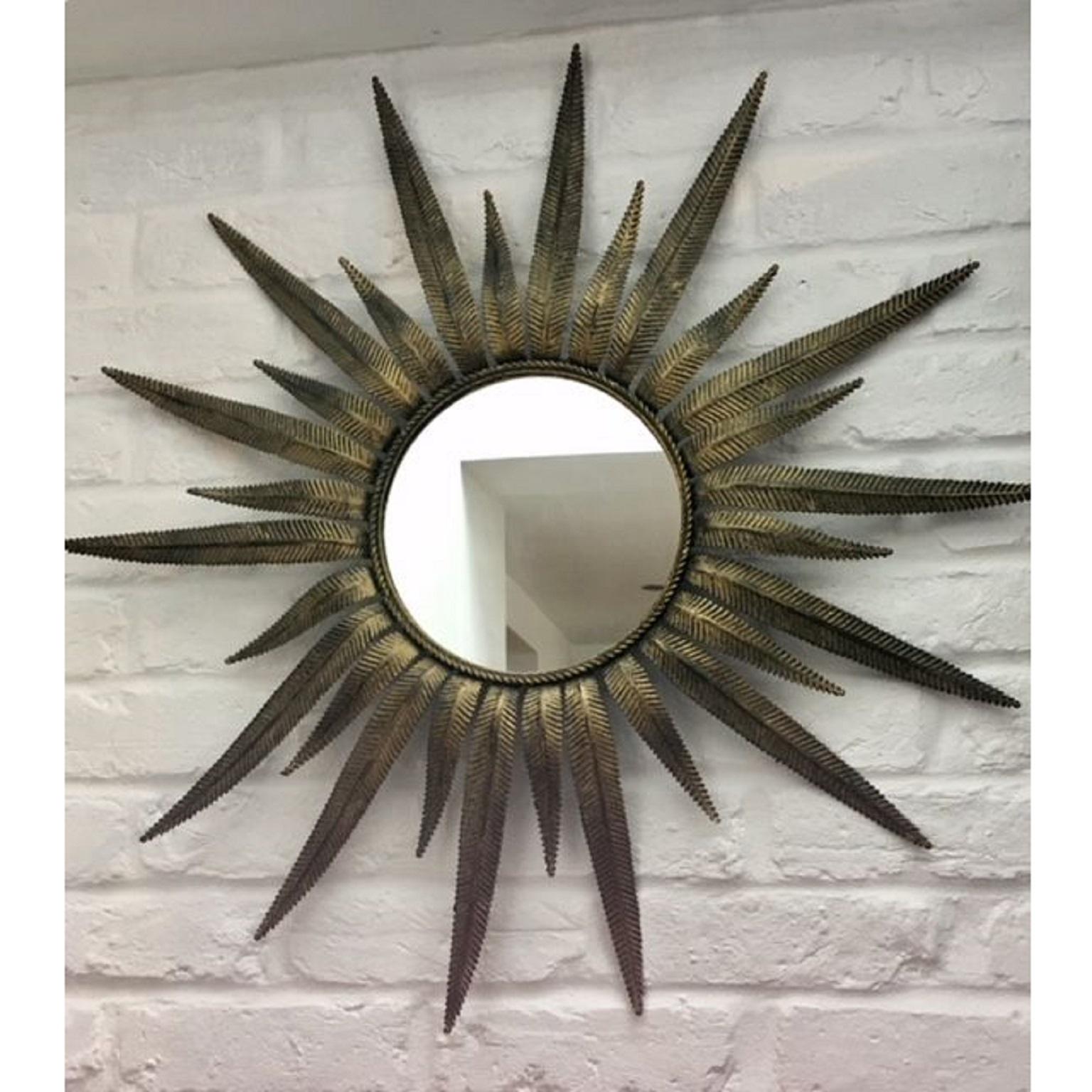 Mid-20th Century Italian Mid-Century Gilt metal Sunburst Mirror, 1950s