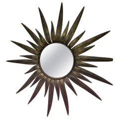 Italian Mid-Century Gilt metal Sunburst Mirror, 1950s