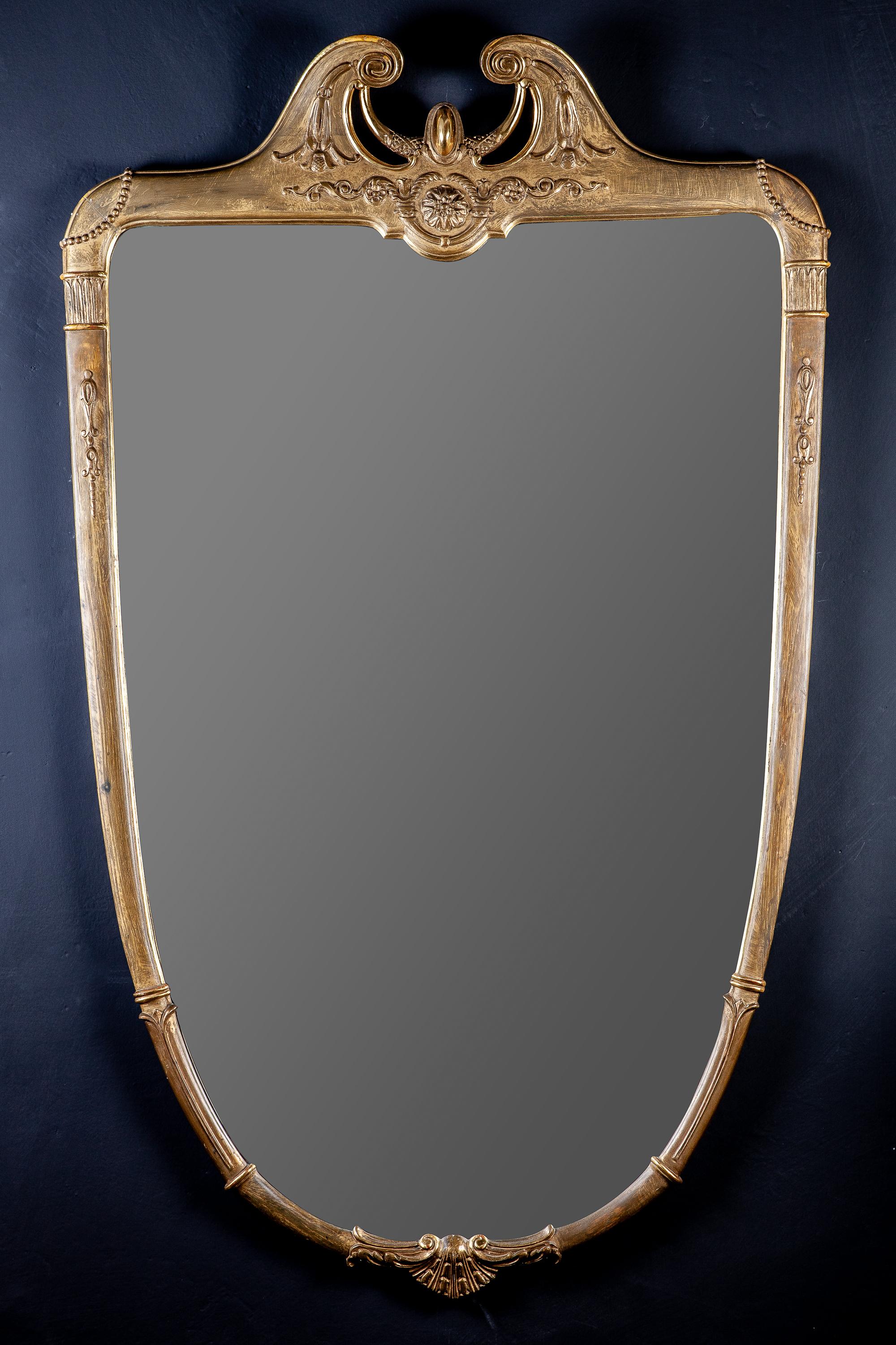 Wood Italian Midcentury Giltwood Mirror, 1950 For Sale