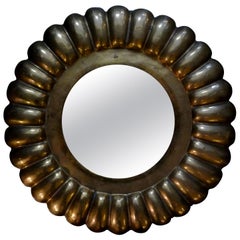 Italian Midcentury Gio Ponti Inspired Round Brass Mirror