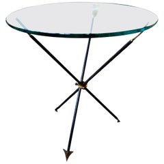 Italian Midcentury Gio Ponti Style Iron and Bronze Arrow Table