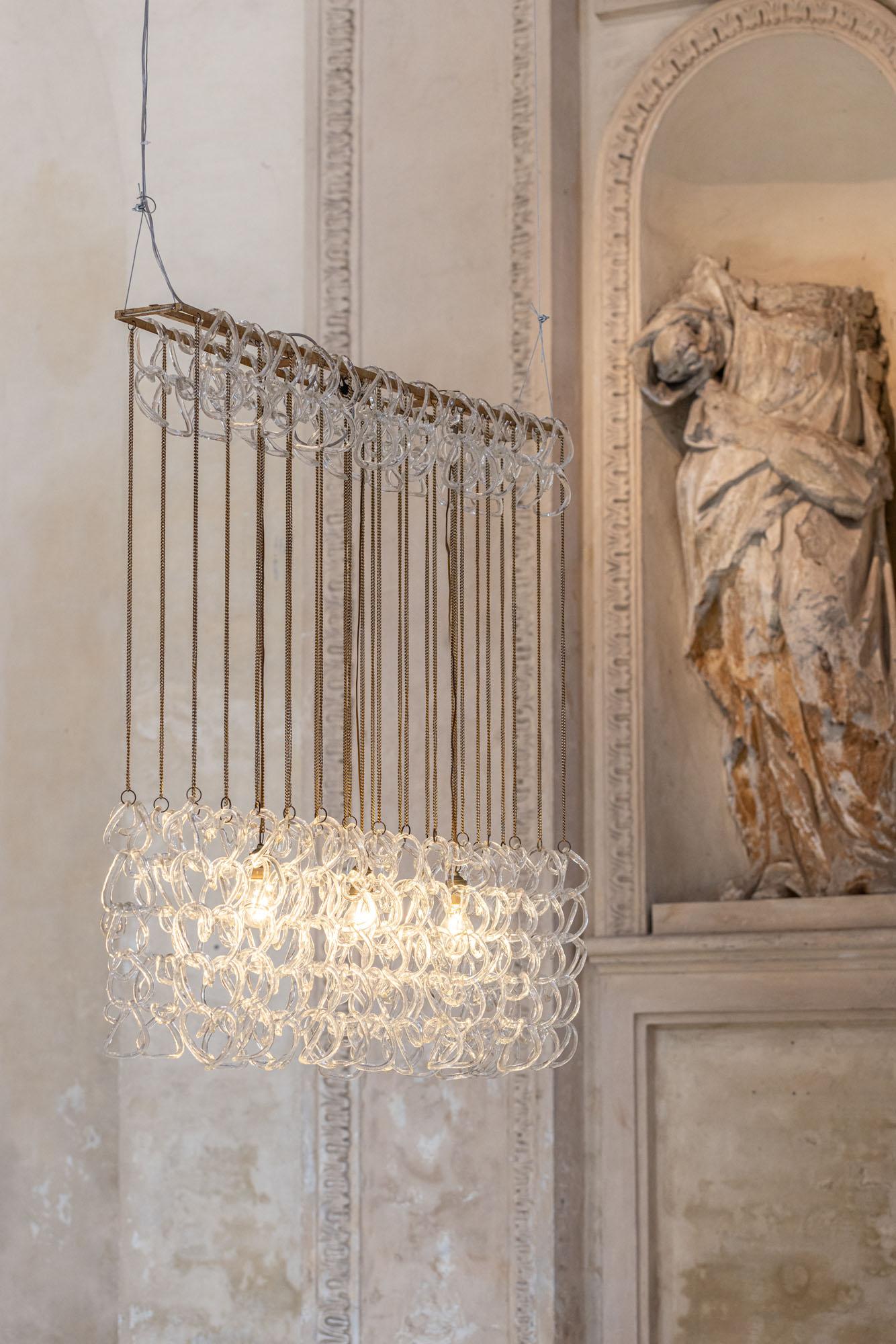 Mid-Century moderno Lampadario Giogali della metà del secolo scorso di Angelo Mangiarotti per Vistosi in vendita