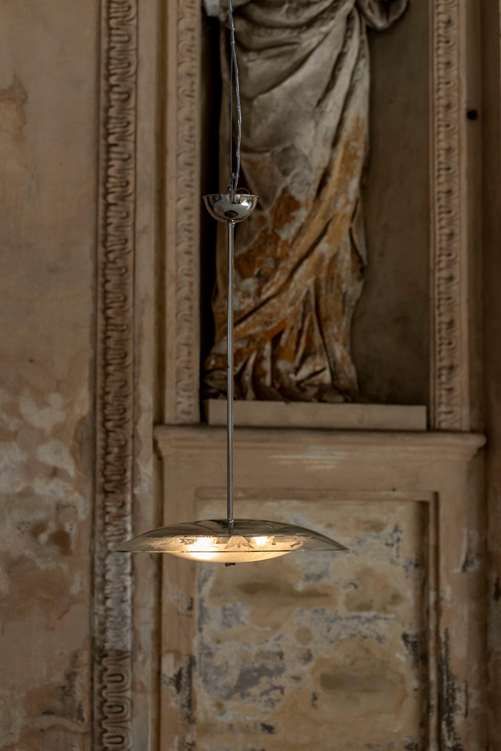 Metà XX secolo Ciondolo in vetro della metà del secolo scorso attribuito a Pietro Chiesa per Fontana Arte in vendita