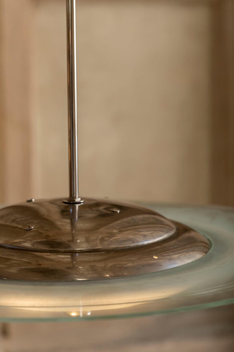 Metal Italian Midcentury Glass Pendant by Pietro Chiesa for Fontana Arte