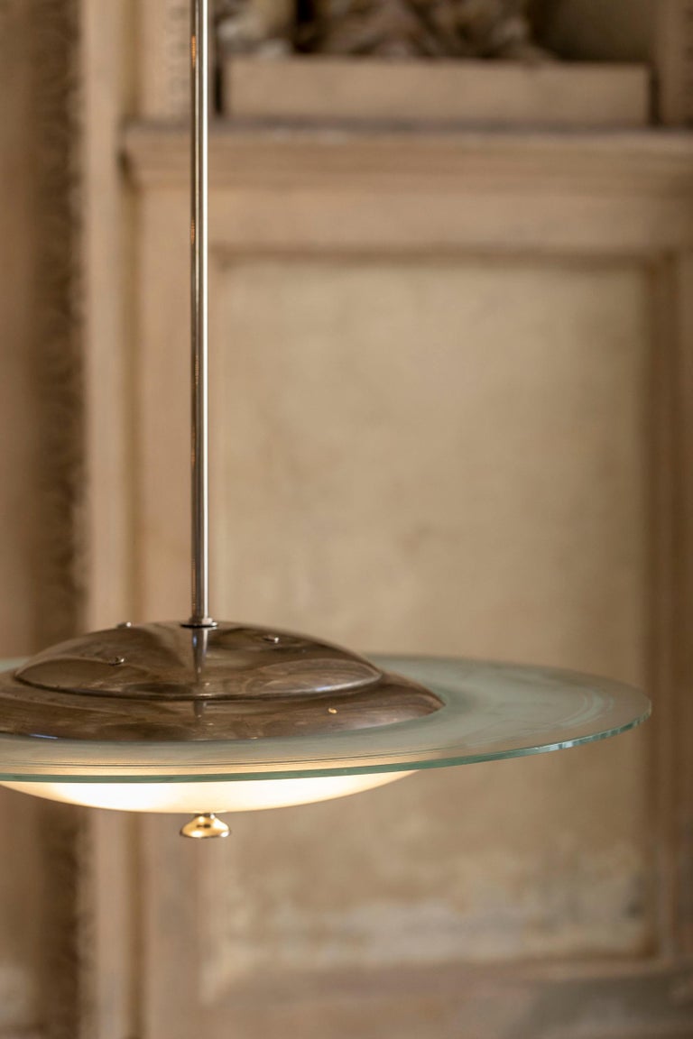 Italian Midcentury Glass Pendant by Pietro Chiesa for Fontana Arte 1