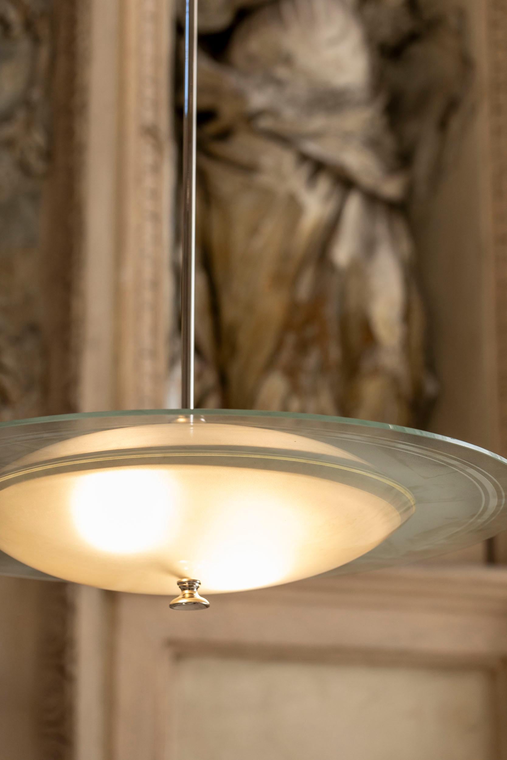 Italian Midcentury Glass Pendant by Pietro Chiesa for Fontana Arte 2