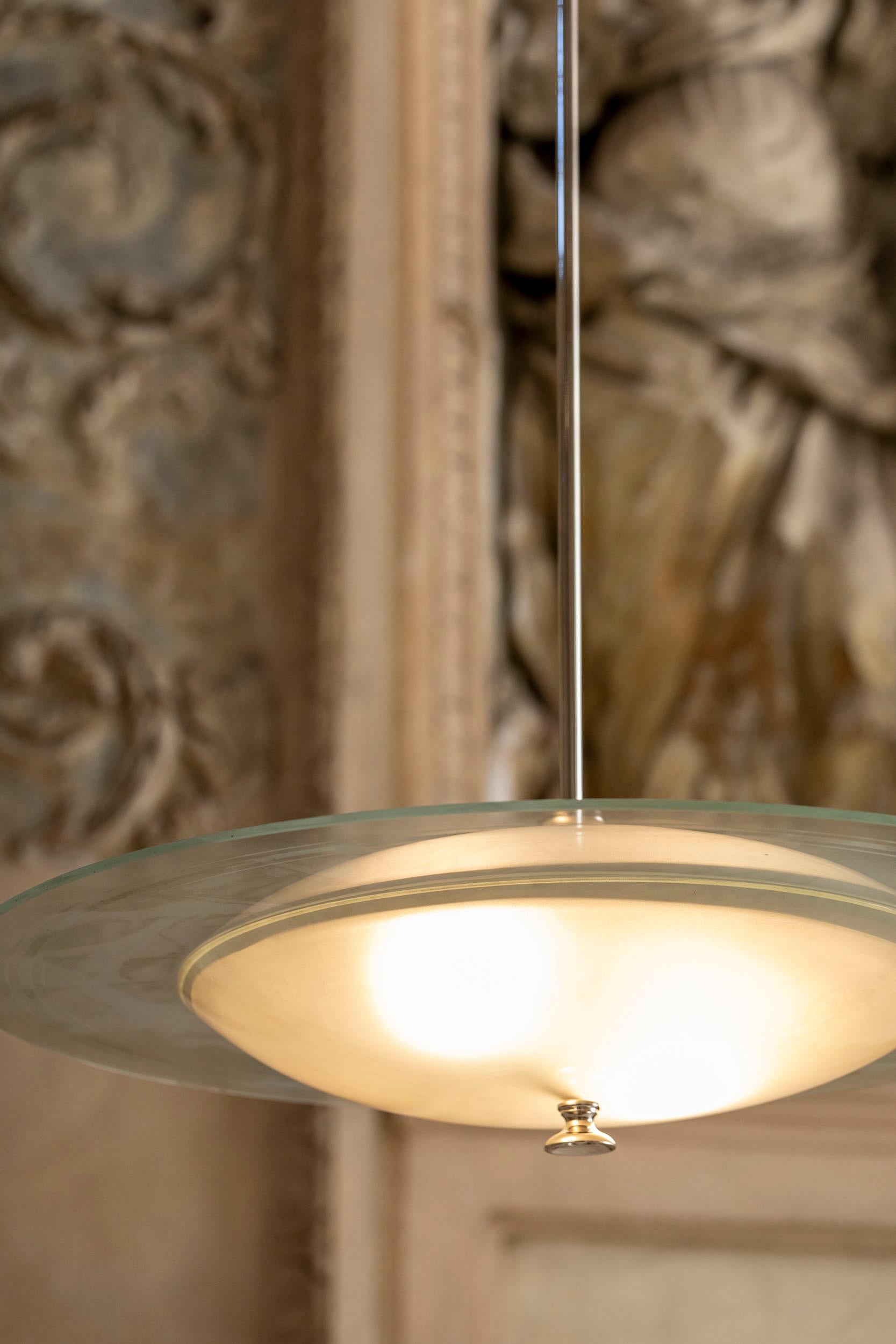 Italian Midcentury Glass Pendant by Pietro Chiesa for Fontana Arte 3