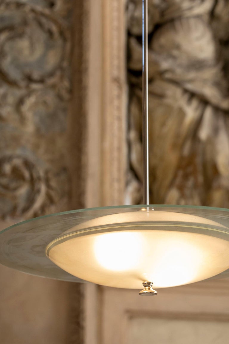 Italian Midcentury Glass Pendant by Pietro Chiesa for Fontana Arte 3