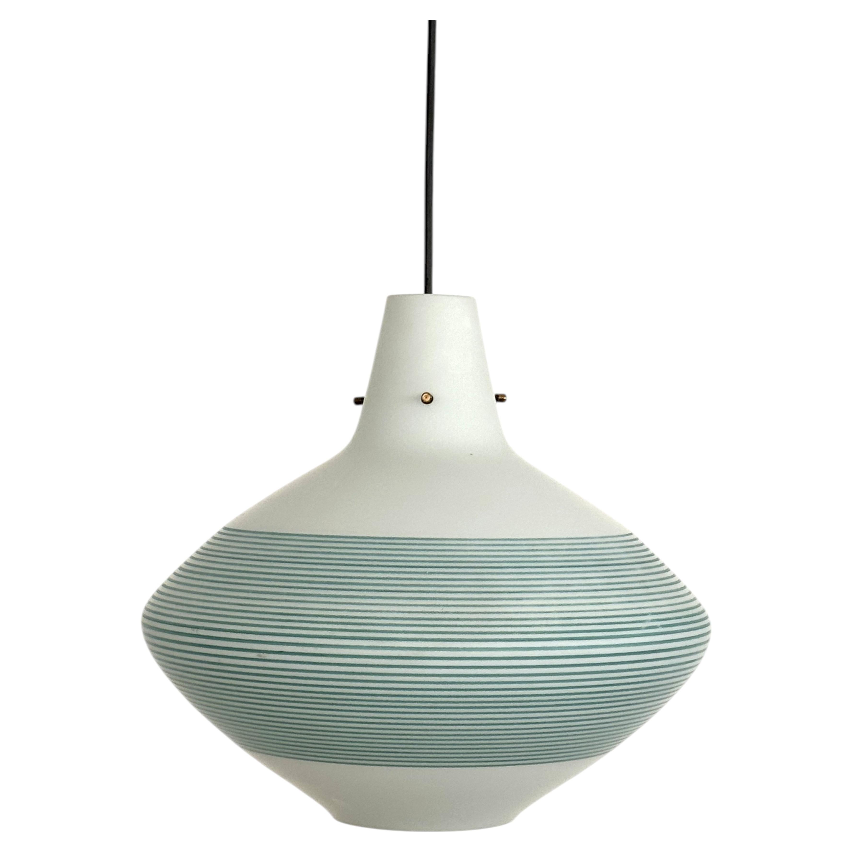 Italian Midcentury Glass Pendant Fixture with Stripes, 1960s
