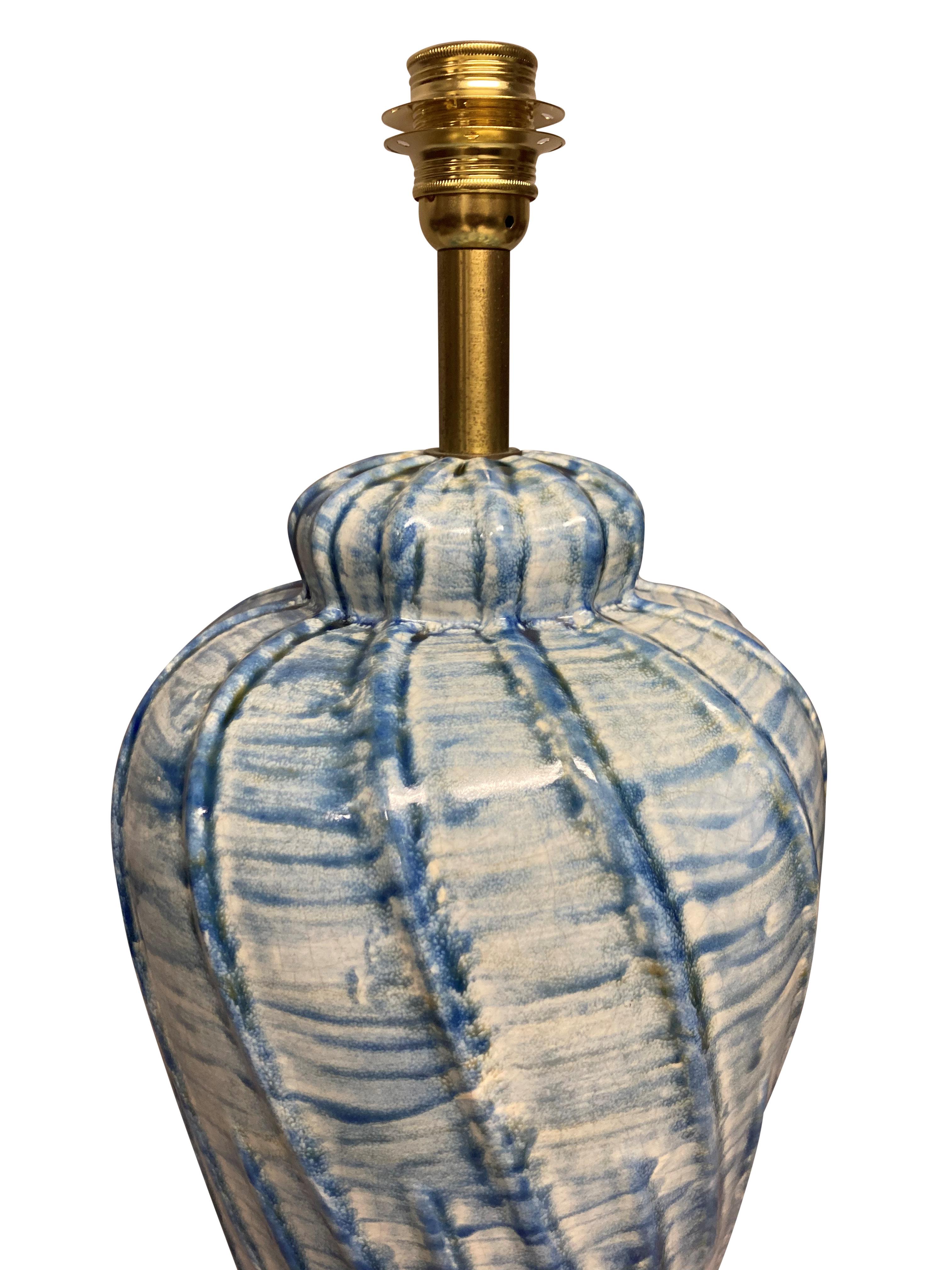 Italian Midcentury Glazed Ceramic Lamp In Good Condition For Sale In London, GB