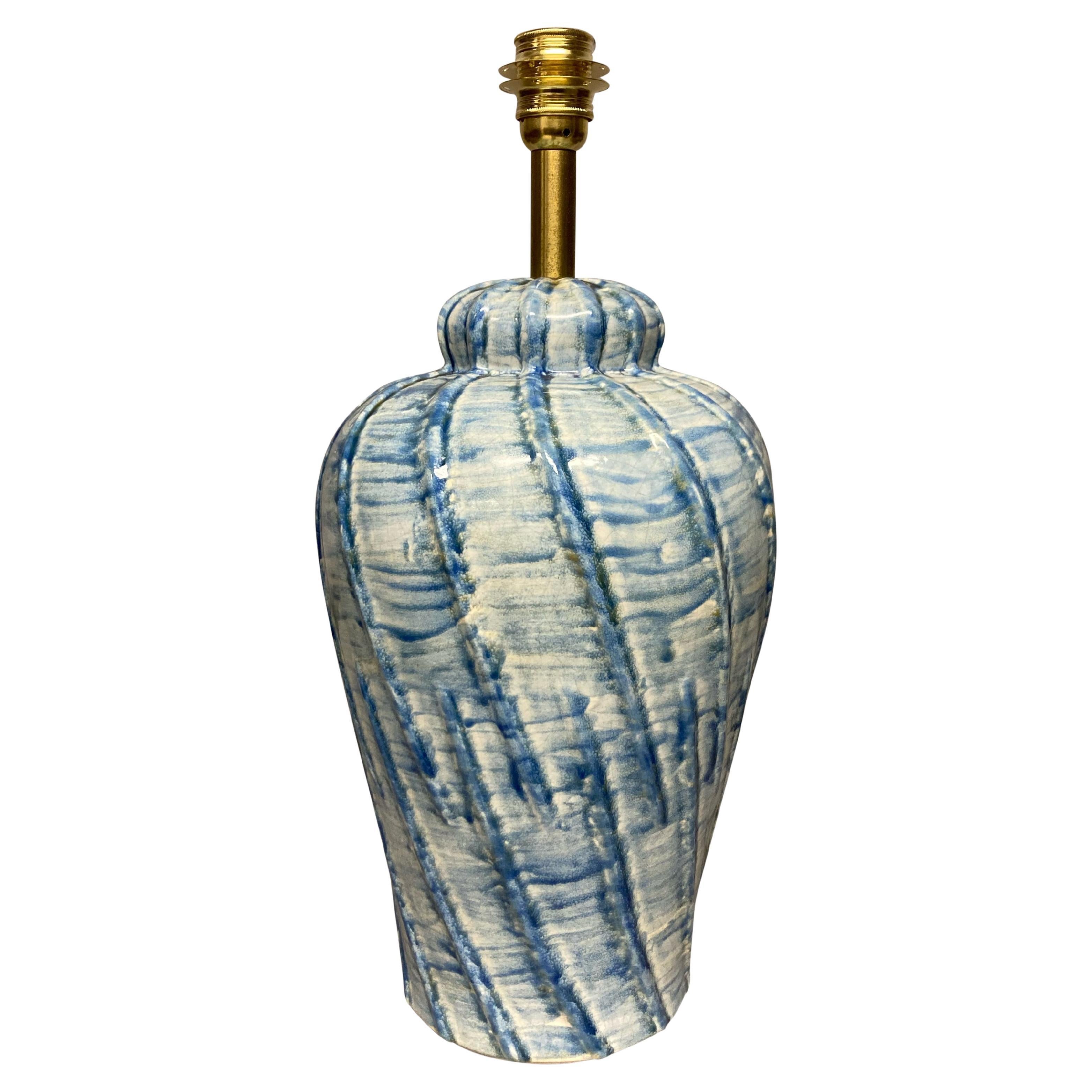 Italienische glasierte Keramiklampe aus der Mitte des Jahrhunderts im Angebot