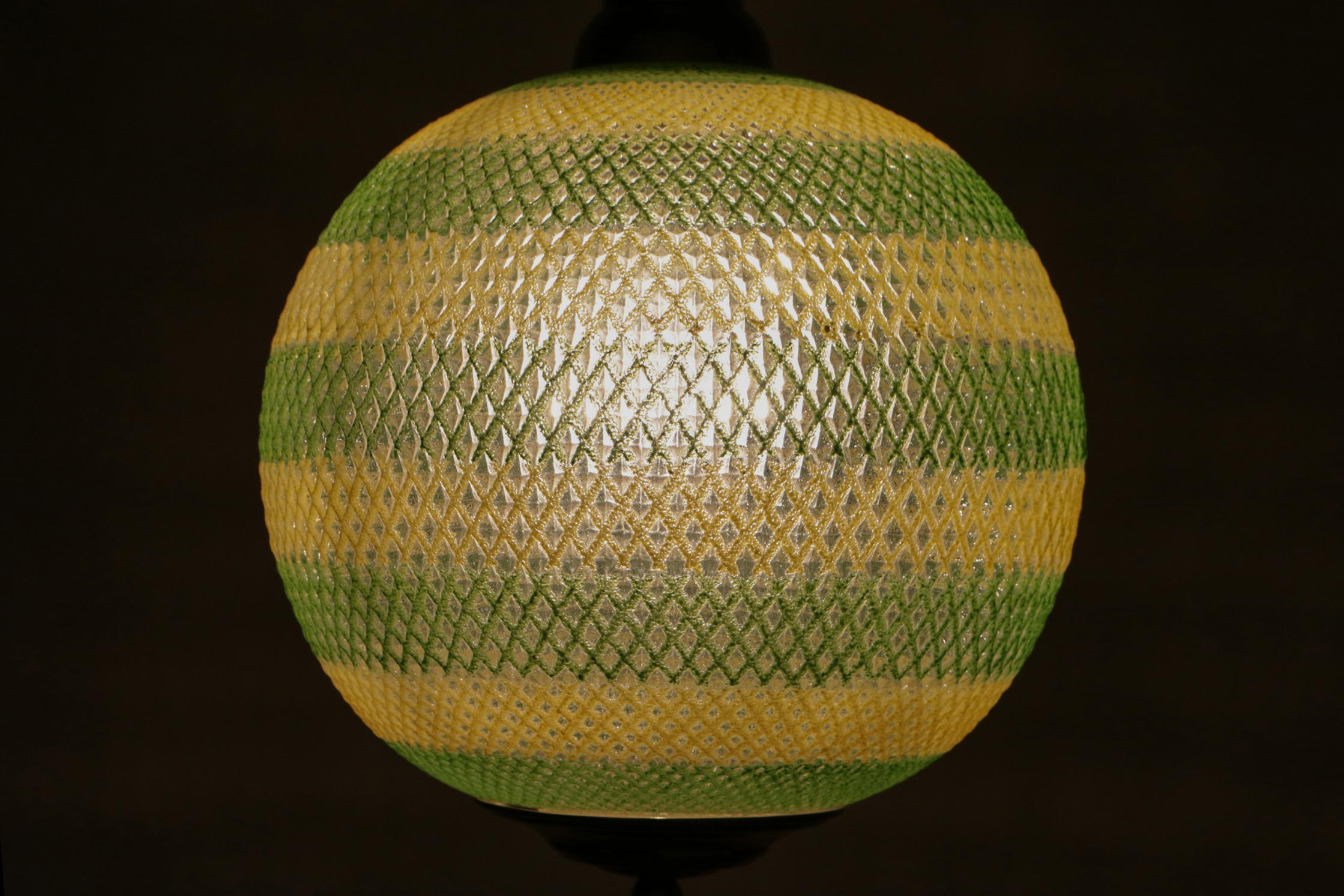 Italian Midcentury Green and Yellow Glass Pendant Lamp, 1960s 9