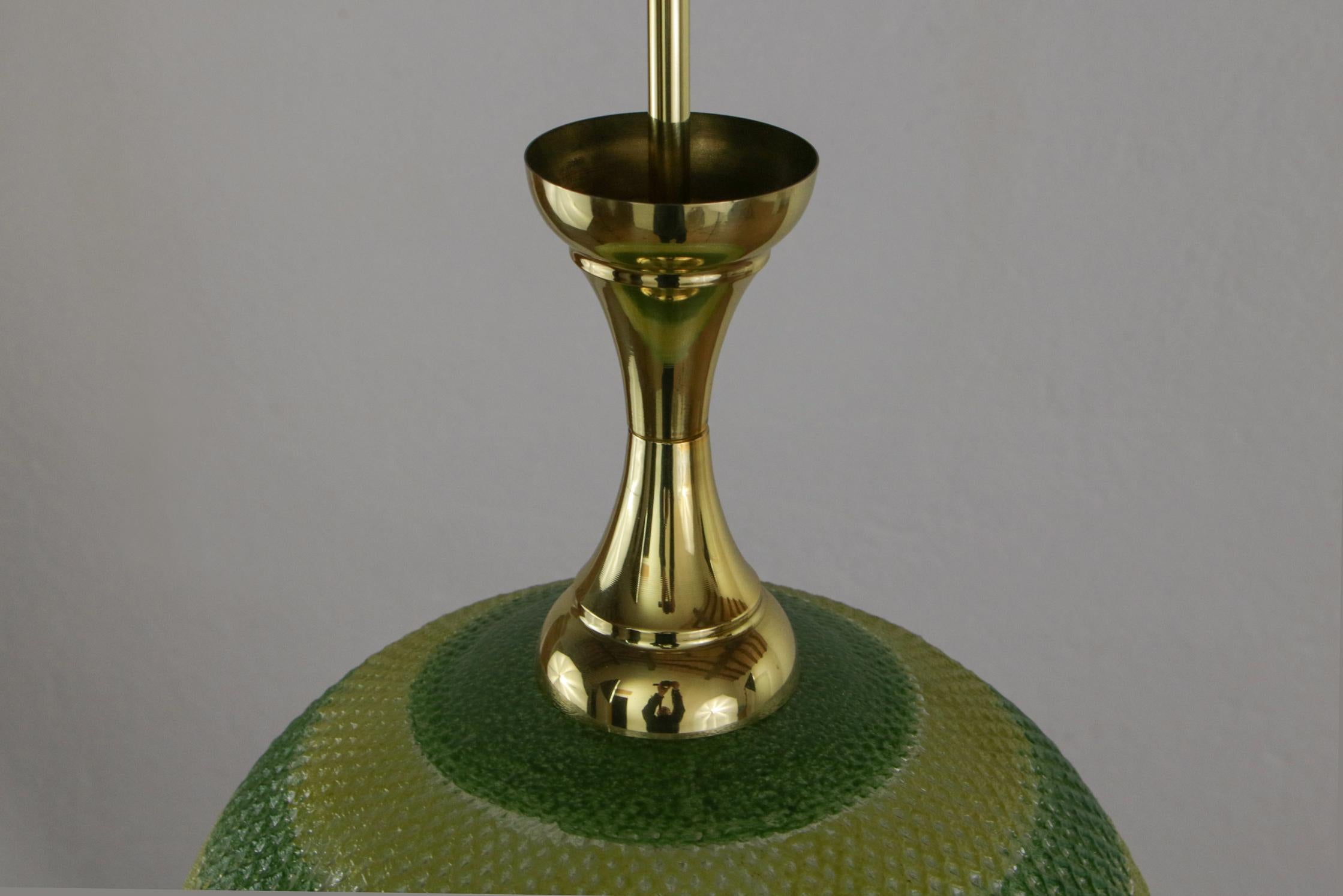 Italian Midcentury Green and Yellow Glass Pendant Lamp, 1960s 3