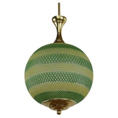 Italian Midcentury Green and Yellow Glass Pendant Lamp, 1960s