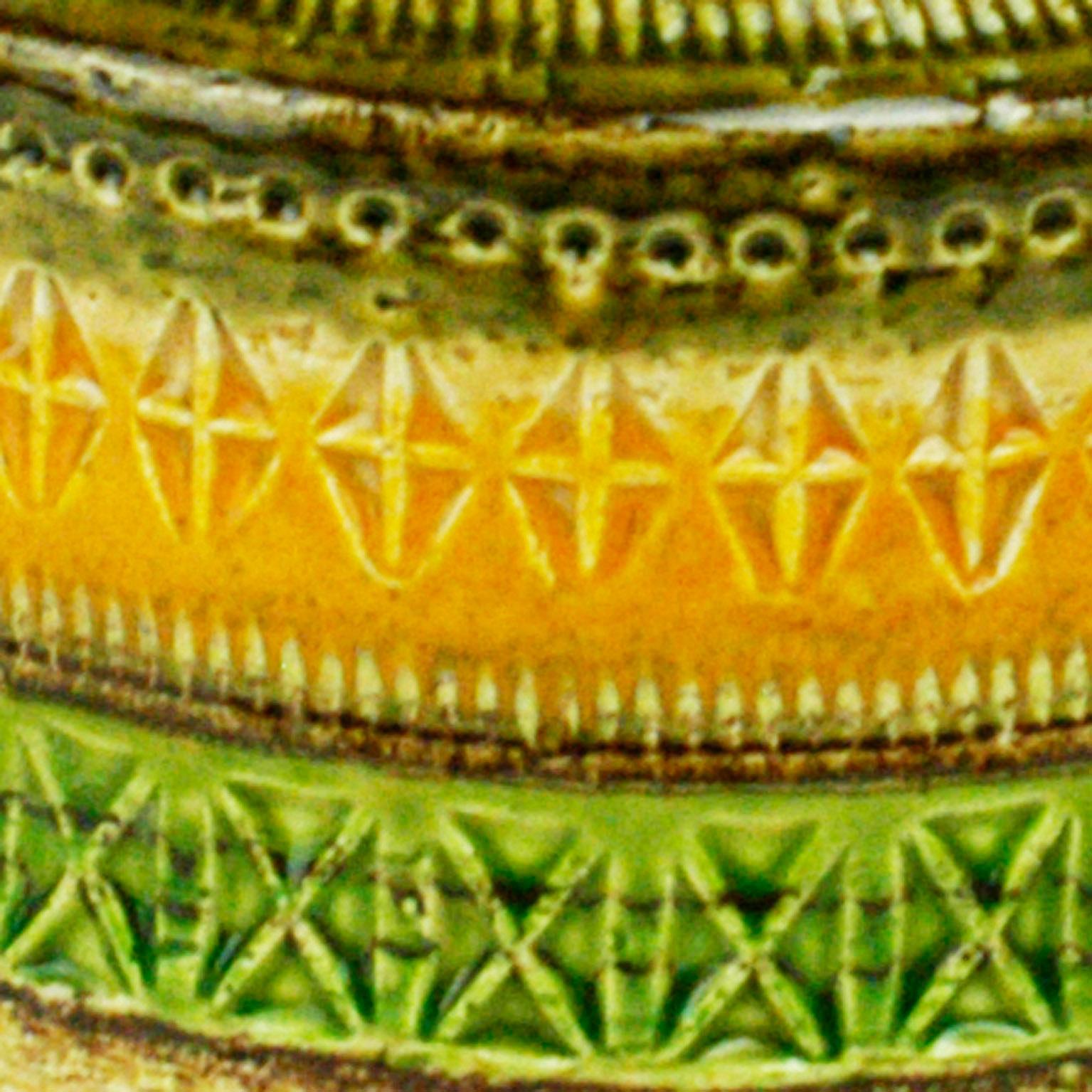 This green and yellow  italian ceramic vase by Bitossi Aldo Londi for Cer Paoli was designed in Italy 1960s.
Ceramiche Paoli 
