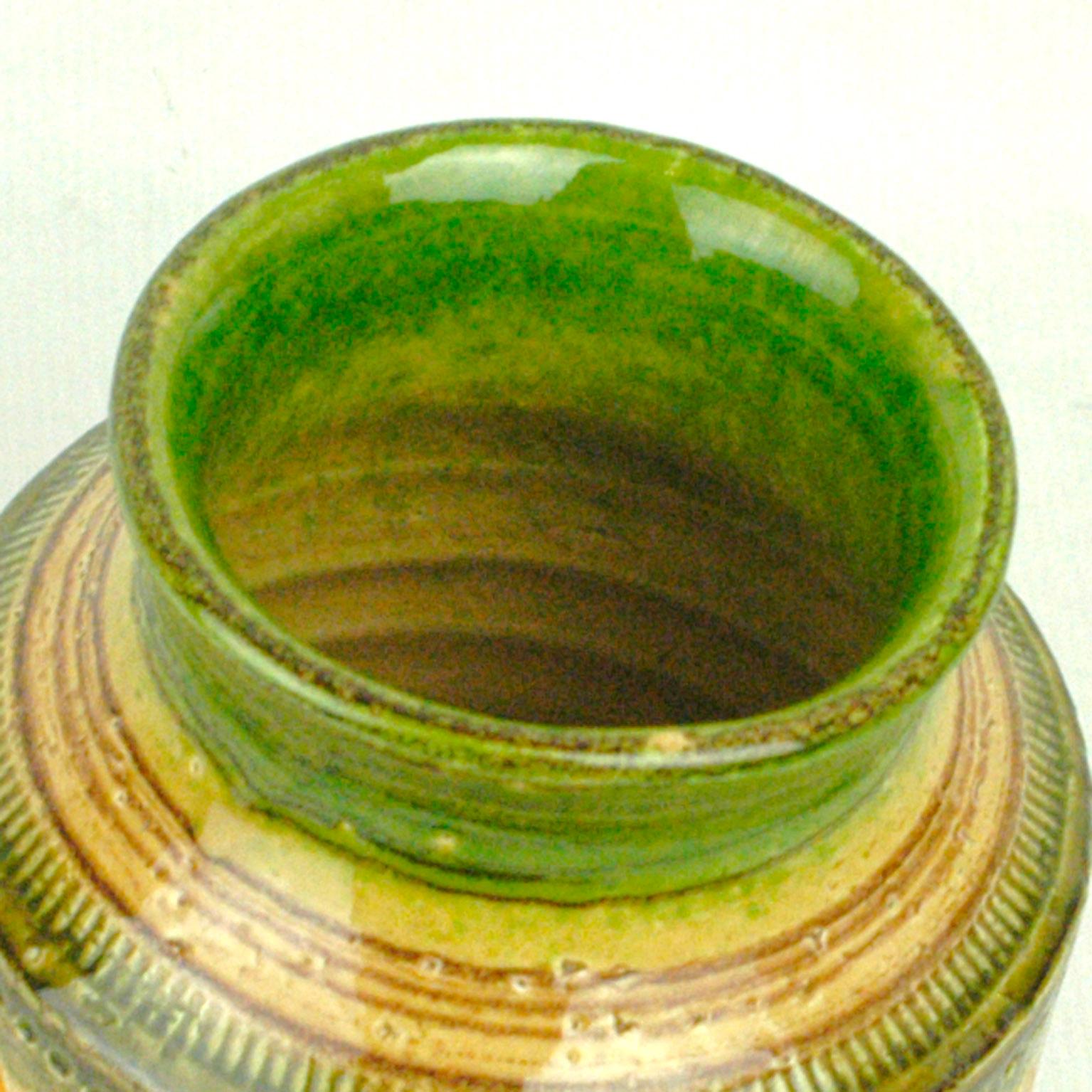 Mid-Century Modern Italie du milieu du siècle  Vase en céramique CER PAOLI vert de A. Londi en vente