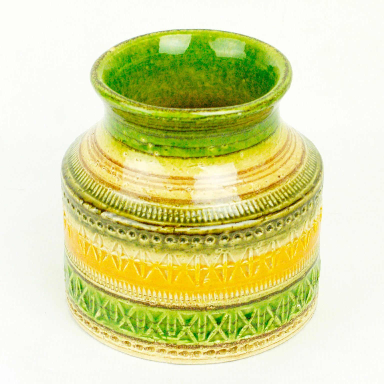 Glazed Italian Midcentury  green CER PAOLI Ceramic Vase by A. Londi For Sale
