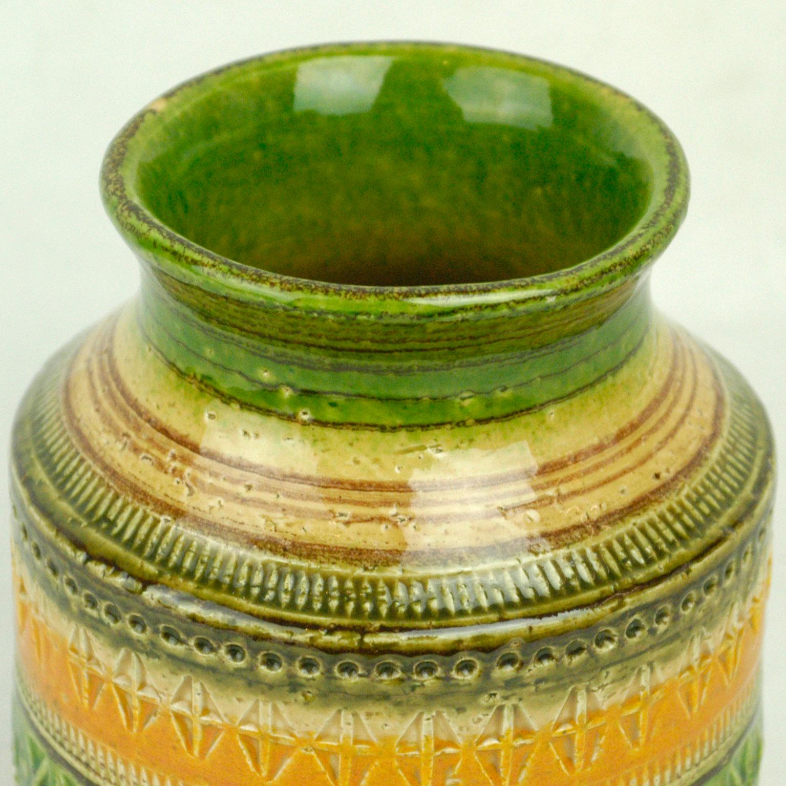 Vernissé Italie du milieu du siècle  Vase en céramique CER PAOLI vert de A. Londi en vente