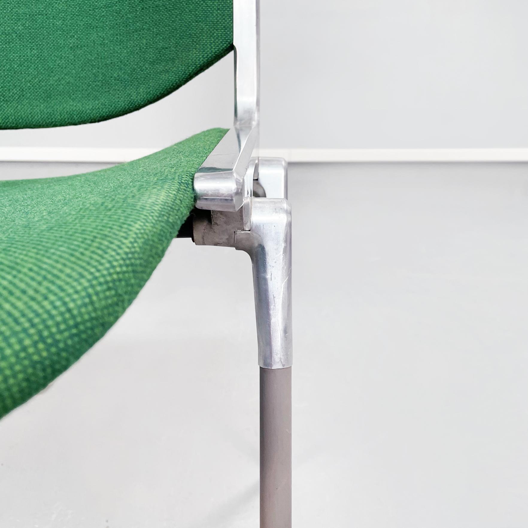 Italian MidCentury Green Fabric Aluminum DSC Chair Piretti Anonima Castelli, 1965 5