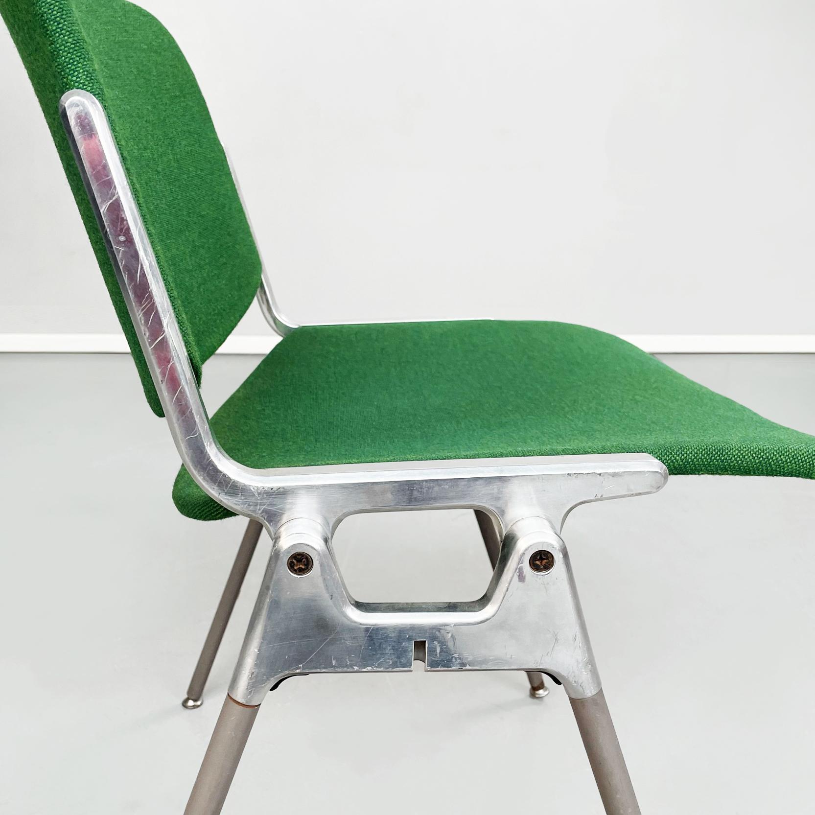 Italian MidCentury Green Fabric Aluminum DSC Chair Piretti Anonima Castelli, 1965 7