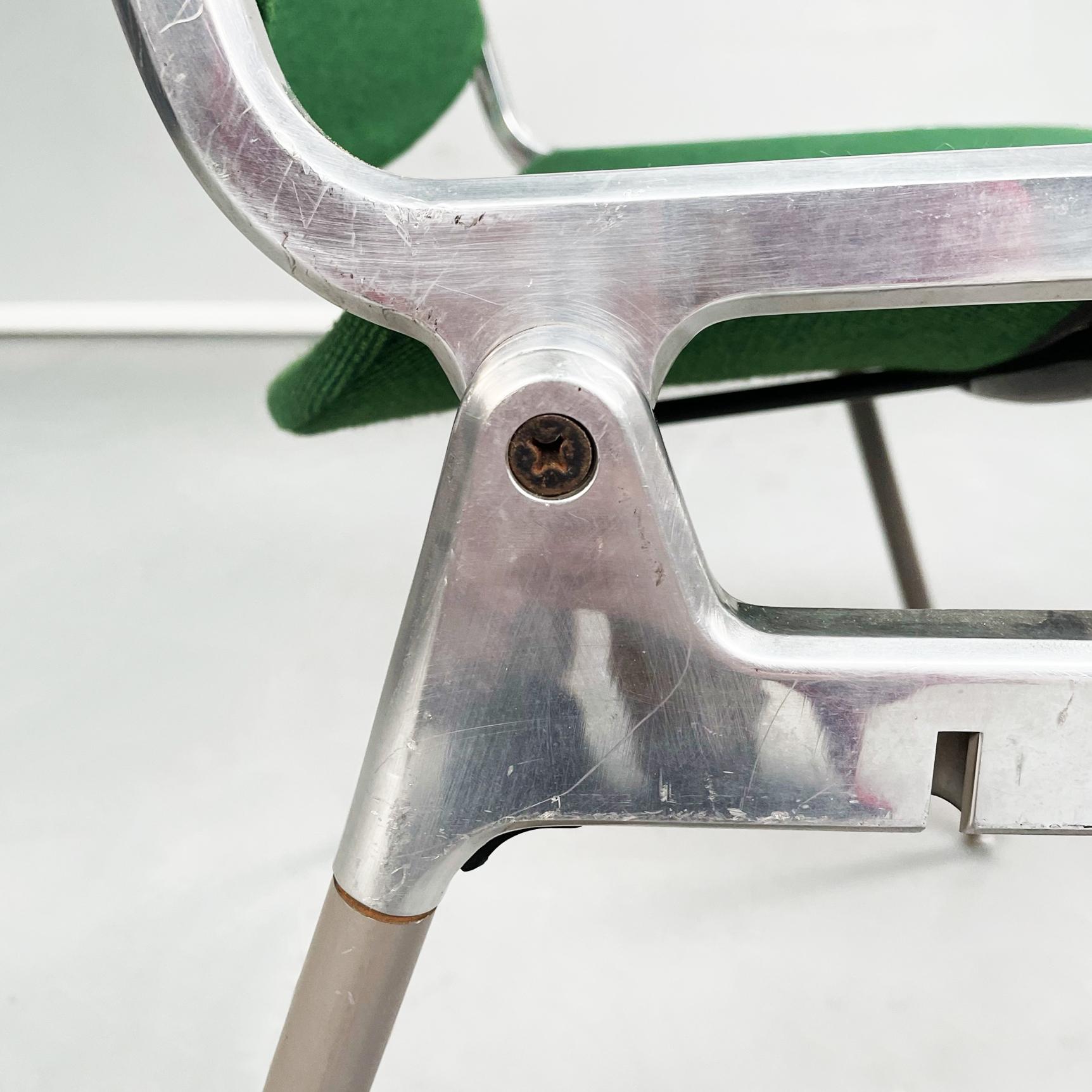 Italian MidCentury Green Fabric Aluminum DSC Chair Piretti Anonima Castelli, 1965 8