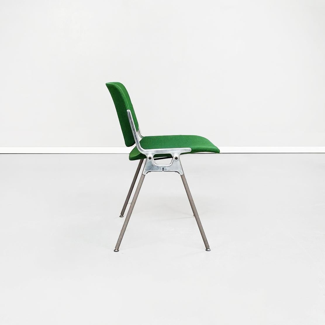 Mid-Century Modern Italian MidCentury Green Fabric Aluminum DSC Chair Piretti Anonima Castelli, 1965