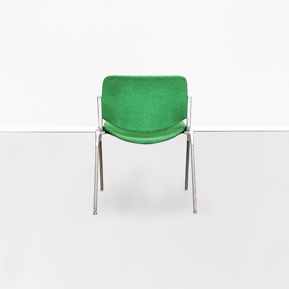 Italian MidCentury Green Fabric Aluminum DSC Chair Piretti Anonima Castelli, 1965 In Good Condition In MIlano, IT
