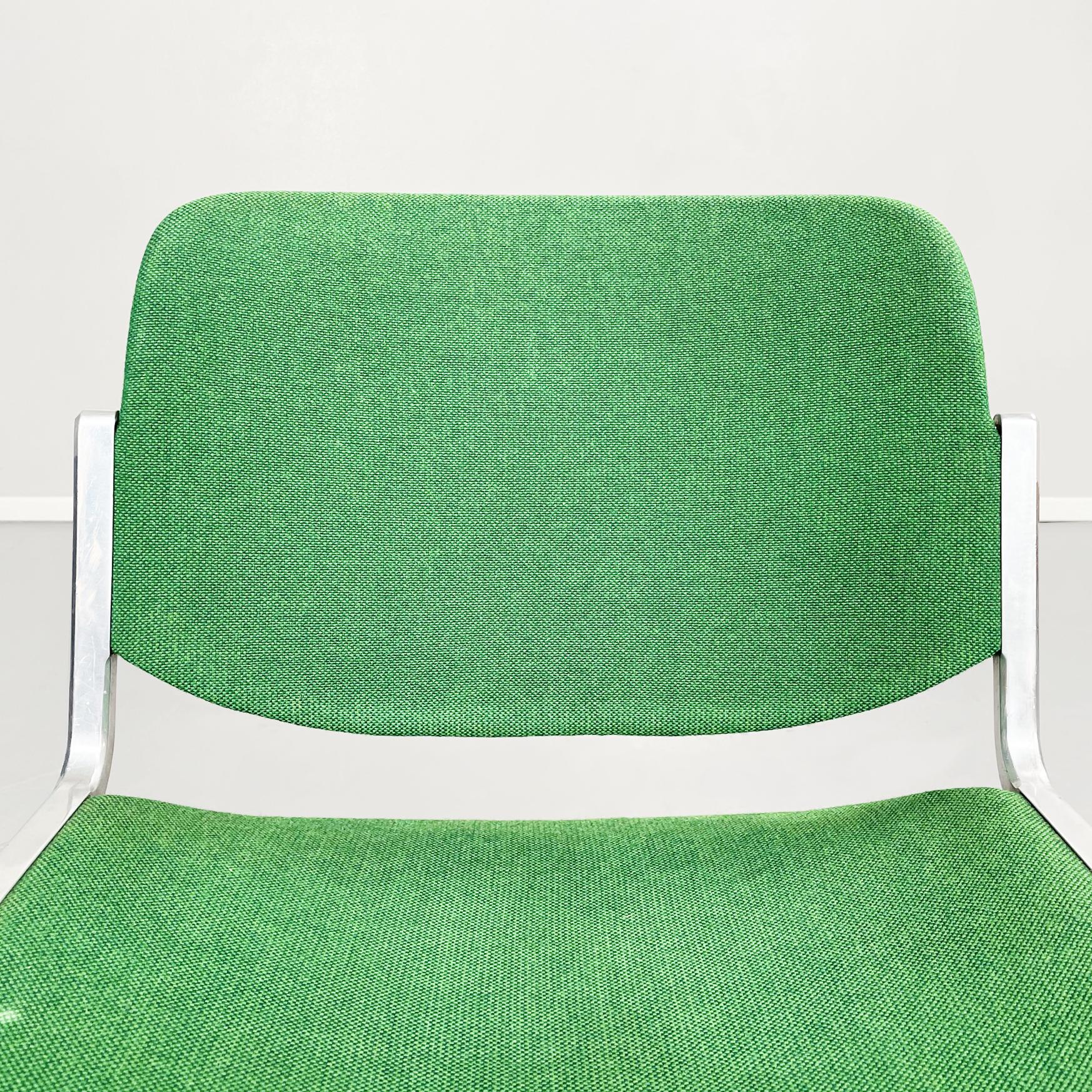 Italian MidCentury Green Fabric Aluminum DSC Chair Piretti Anonima Castelli, 1965 1