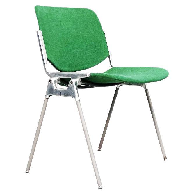 Italian MidCentury Green Fabric Aluminum DSC Chair Piretti Anonima Castelli, 1965