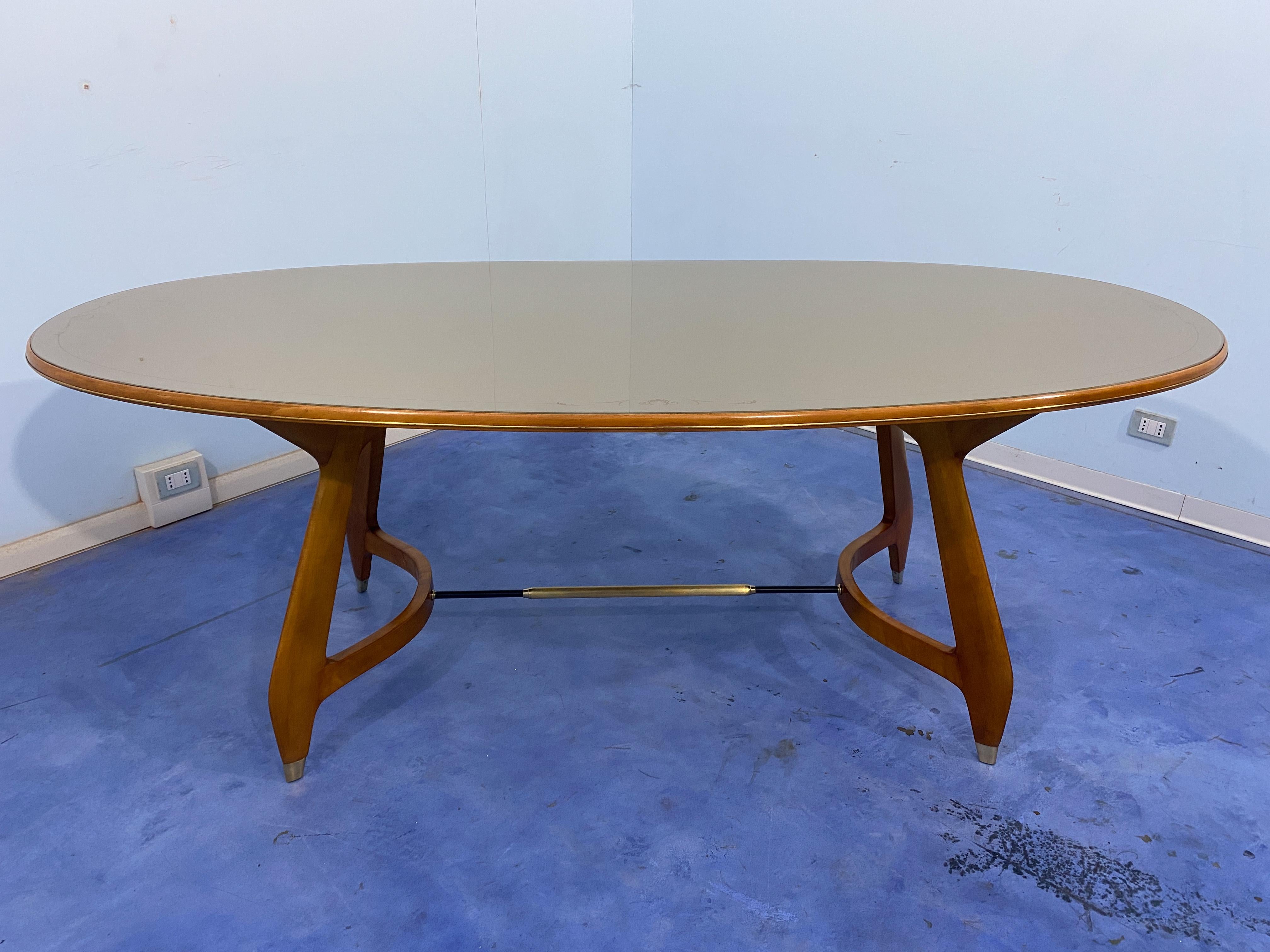 Italian Midcentury Green Olive Dining Table by Vittorio Dassi, 1950s For Sale 5