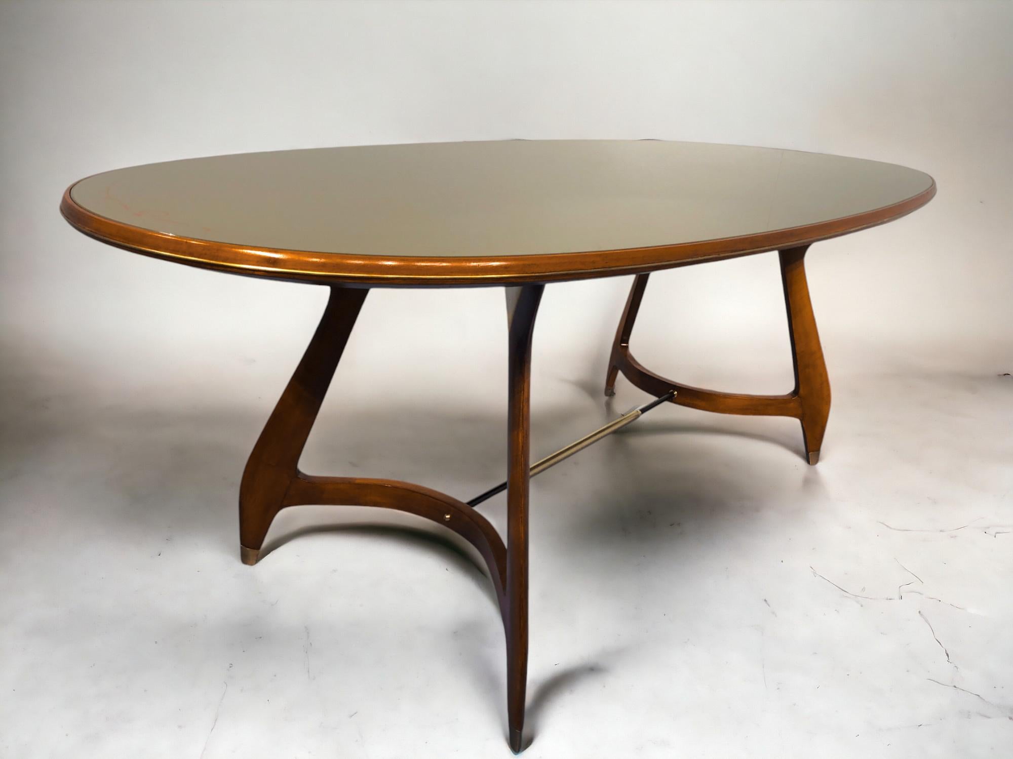 Italian Midcentury Green Olive Dining Table by Vittorio Dassi, 1950s 6