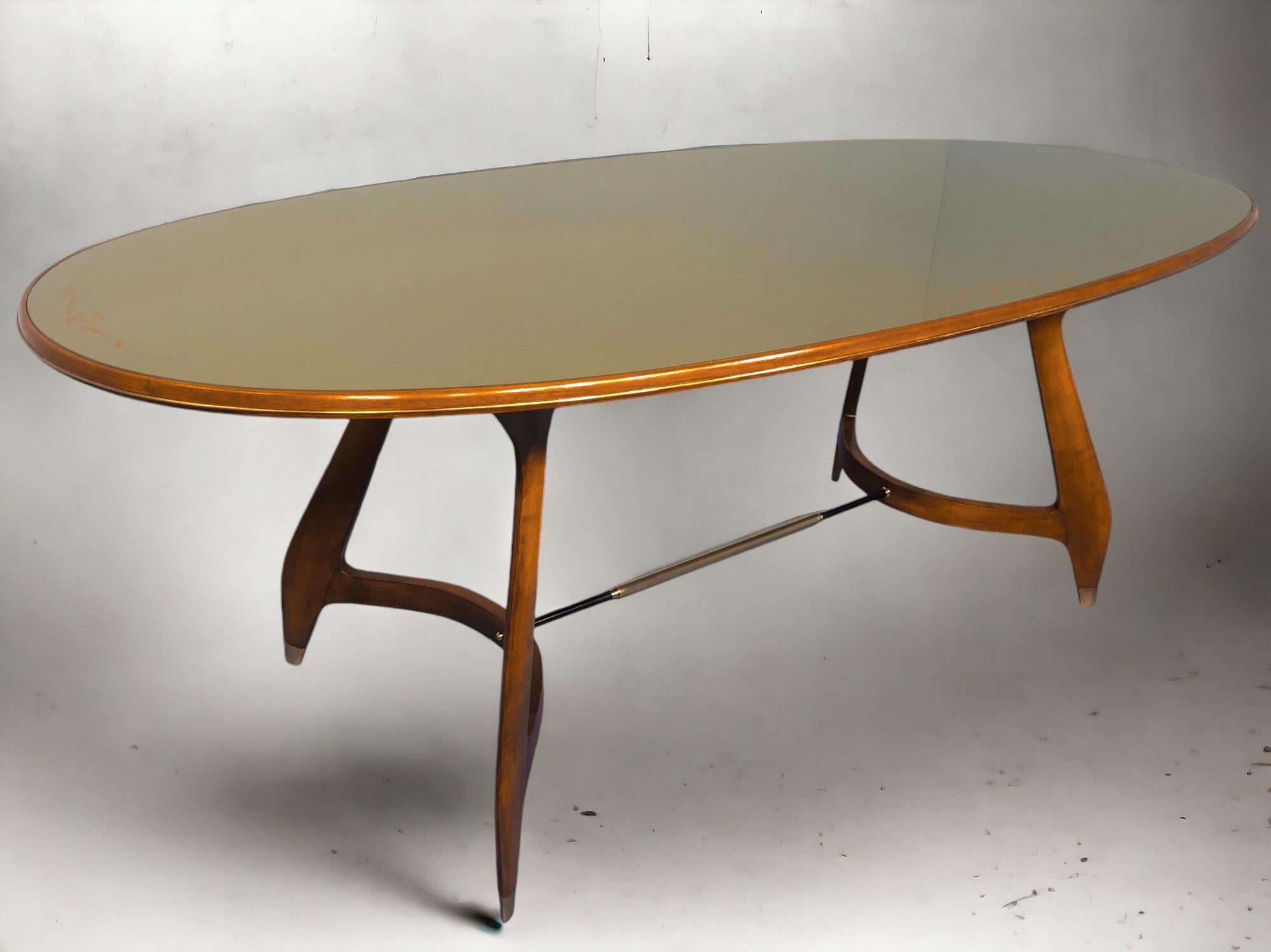 Italian Midcentury Green Olive Dining Table by Vittorio Dassi, 1950s 8