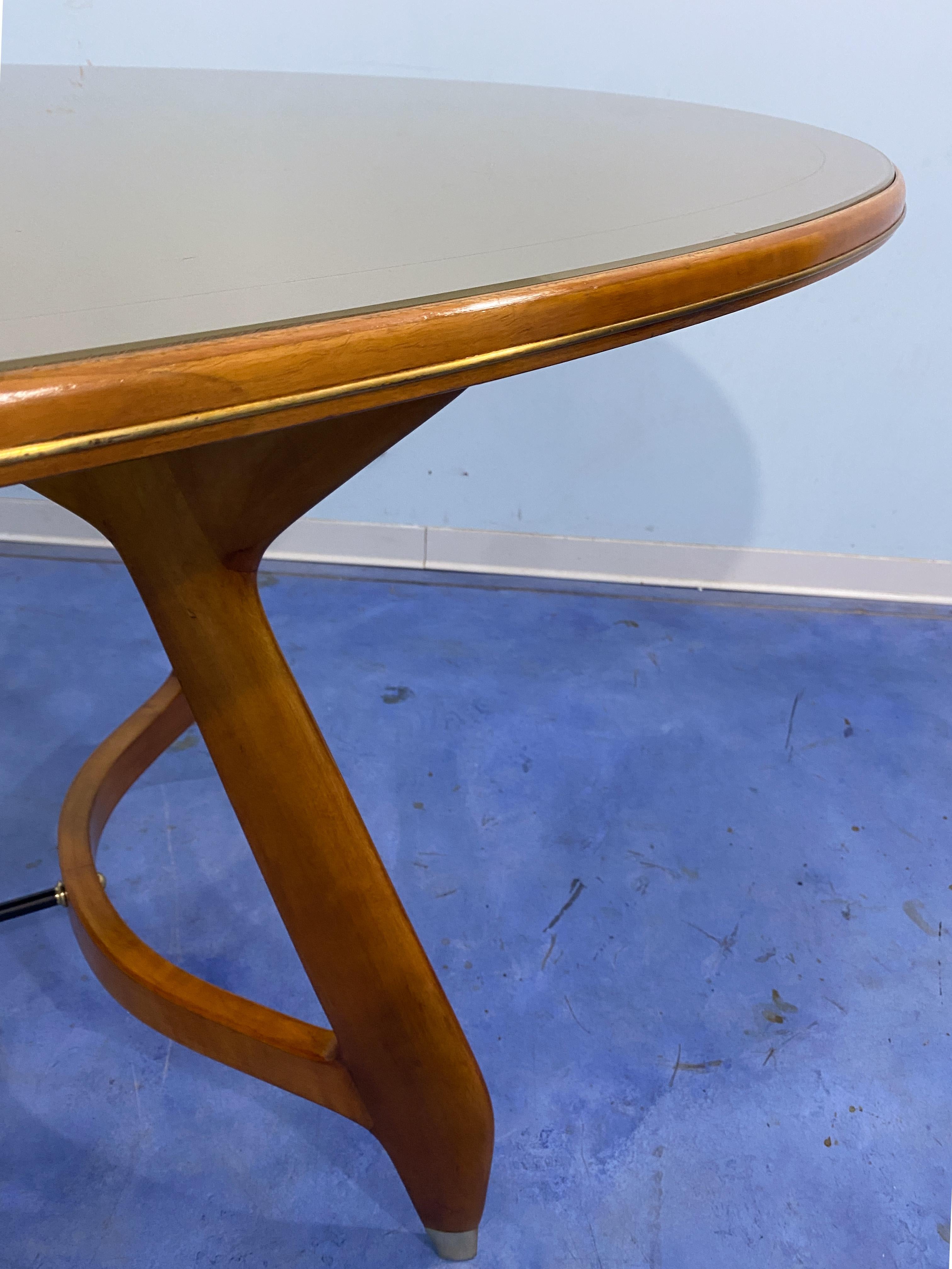 Italian Midcentury Green Olive Dining Table by Vittorio Dassi, 1950s For Sale 8