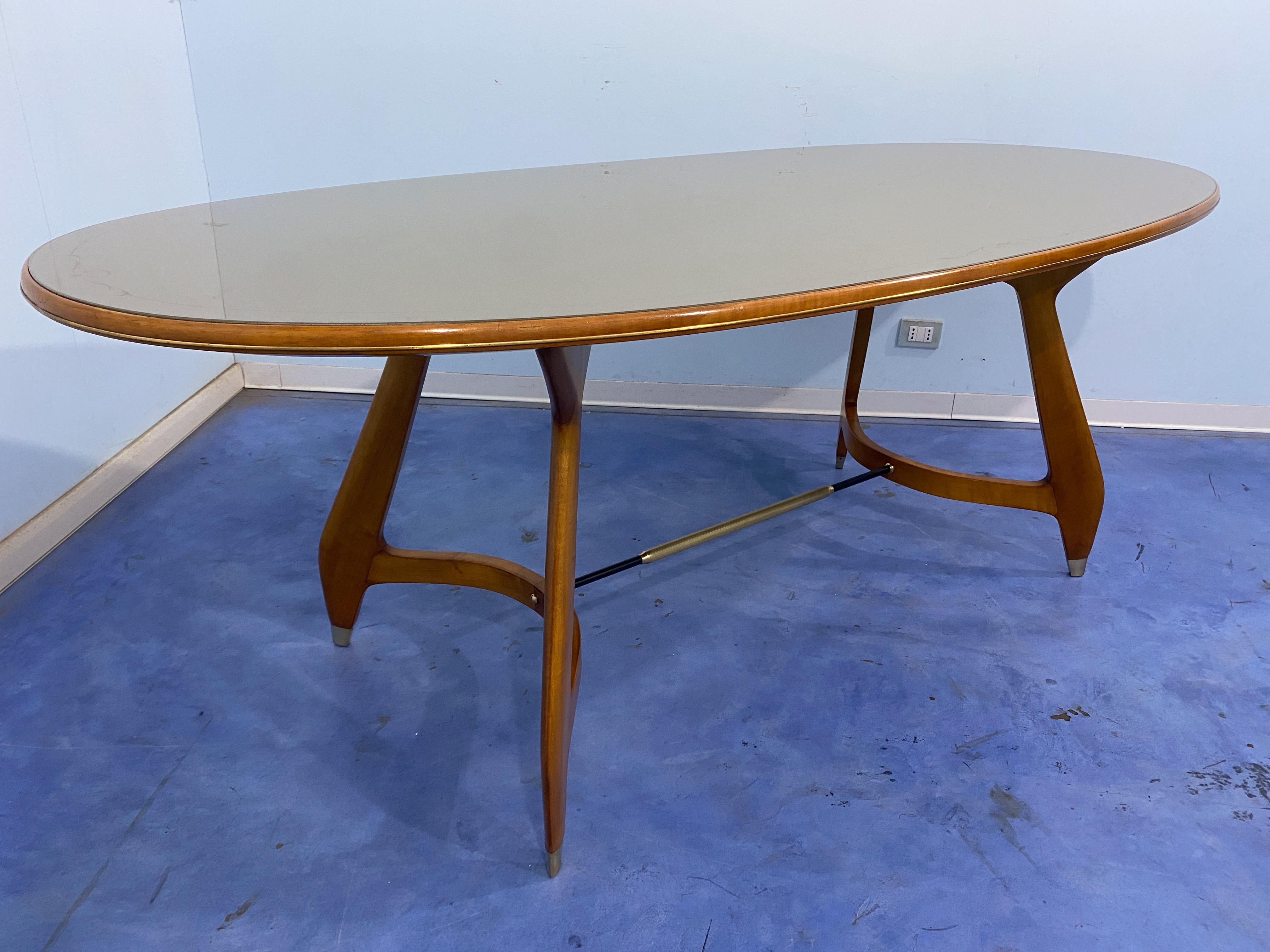 Italian Midcentury Green Olive Dining Table by Vittorio Dassi, 1950s For Sale 13
