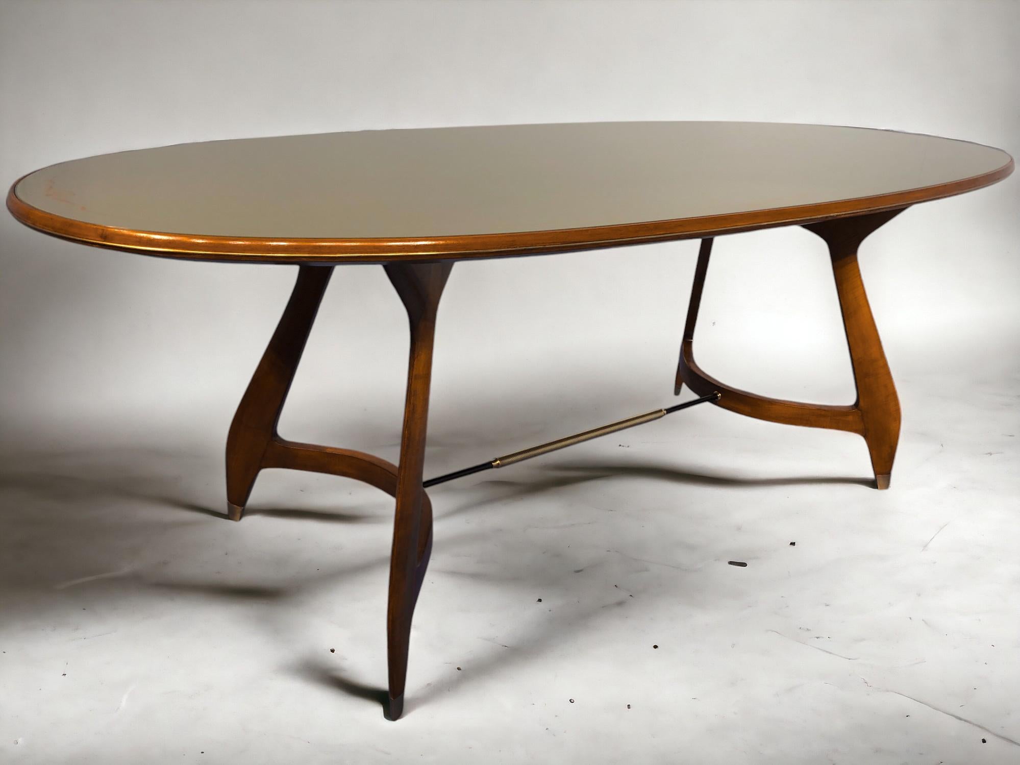 Mid-Century Modern Italian Midcentury Green Olive Dining Table by Vittorio Dassi, 1950s