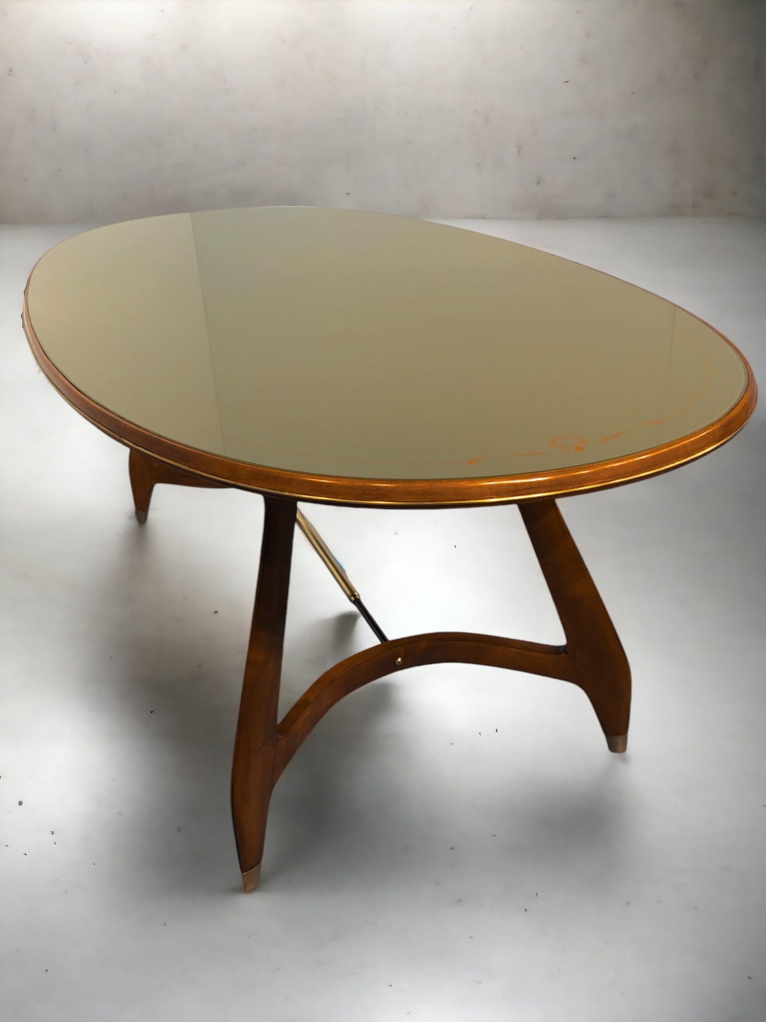 Italian Midcentury Green Olive Dining Table by Vittorio Dassi, 1950s 4