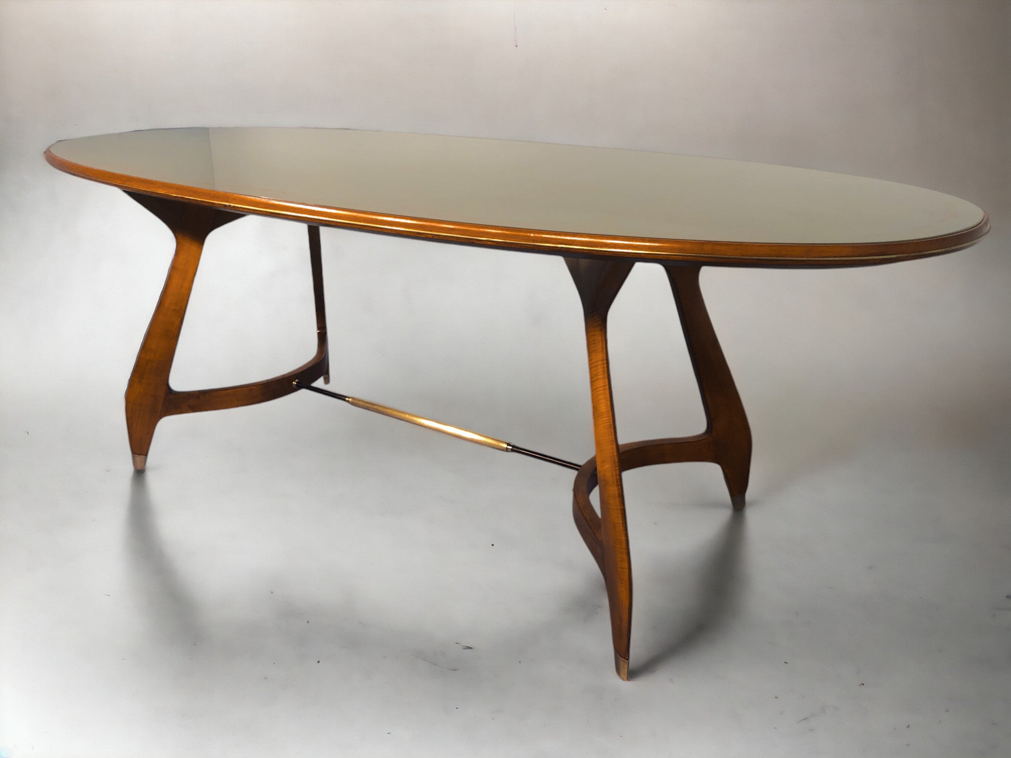 Italian Midcentury Green Olive Dining Table by Vittorio Dassi, 1950s