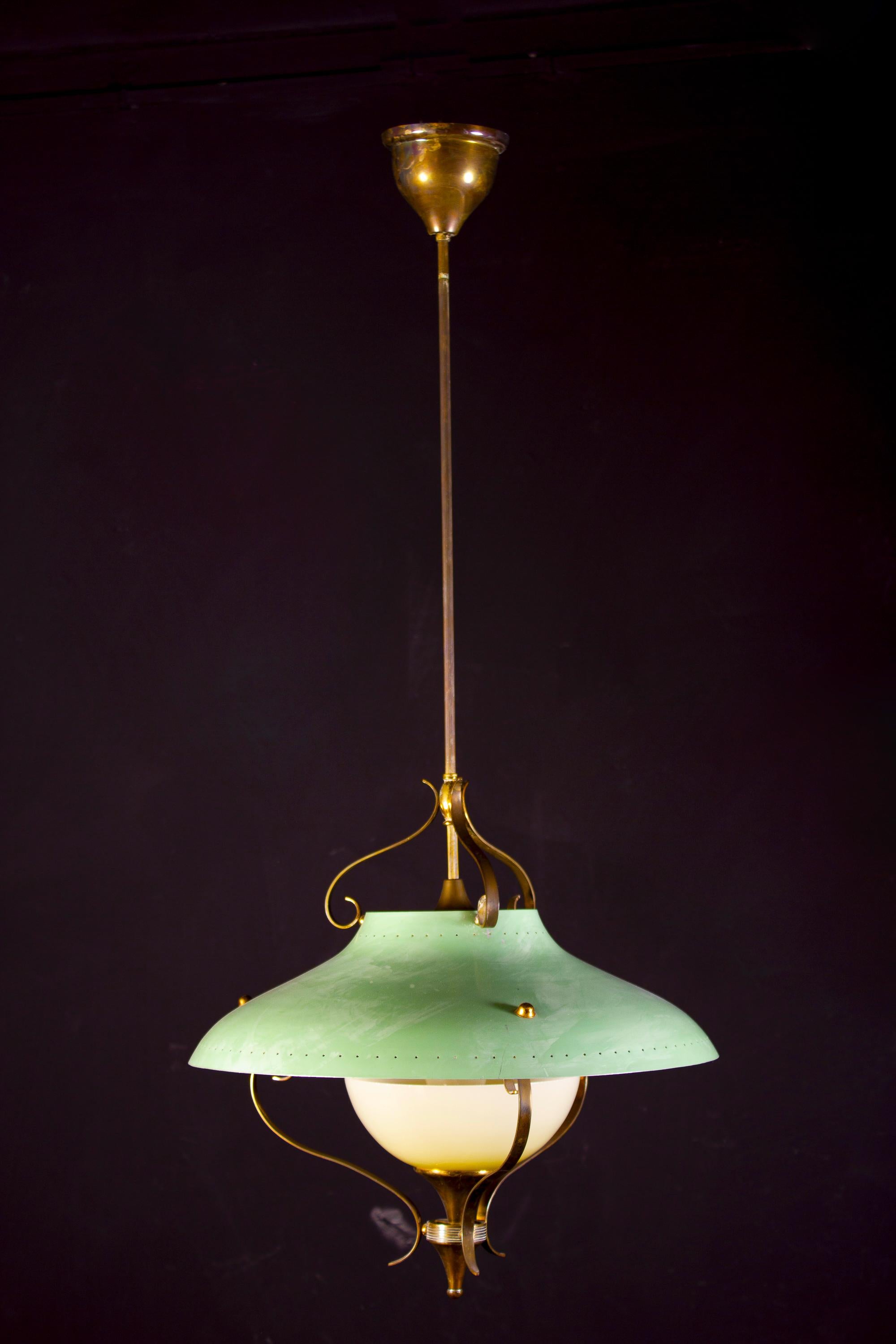 Mid-Century Modern Italian Midcentury Green Pendant with Murano Glass, 1950s