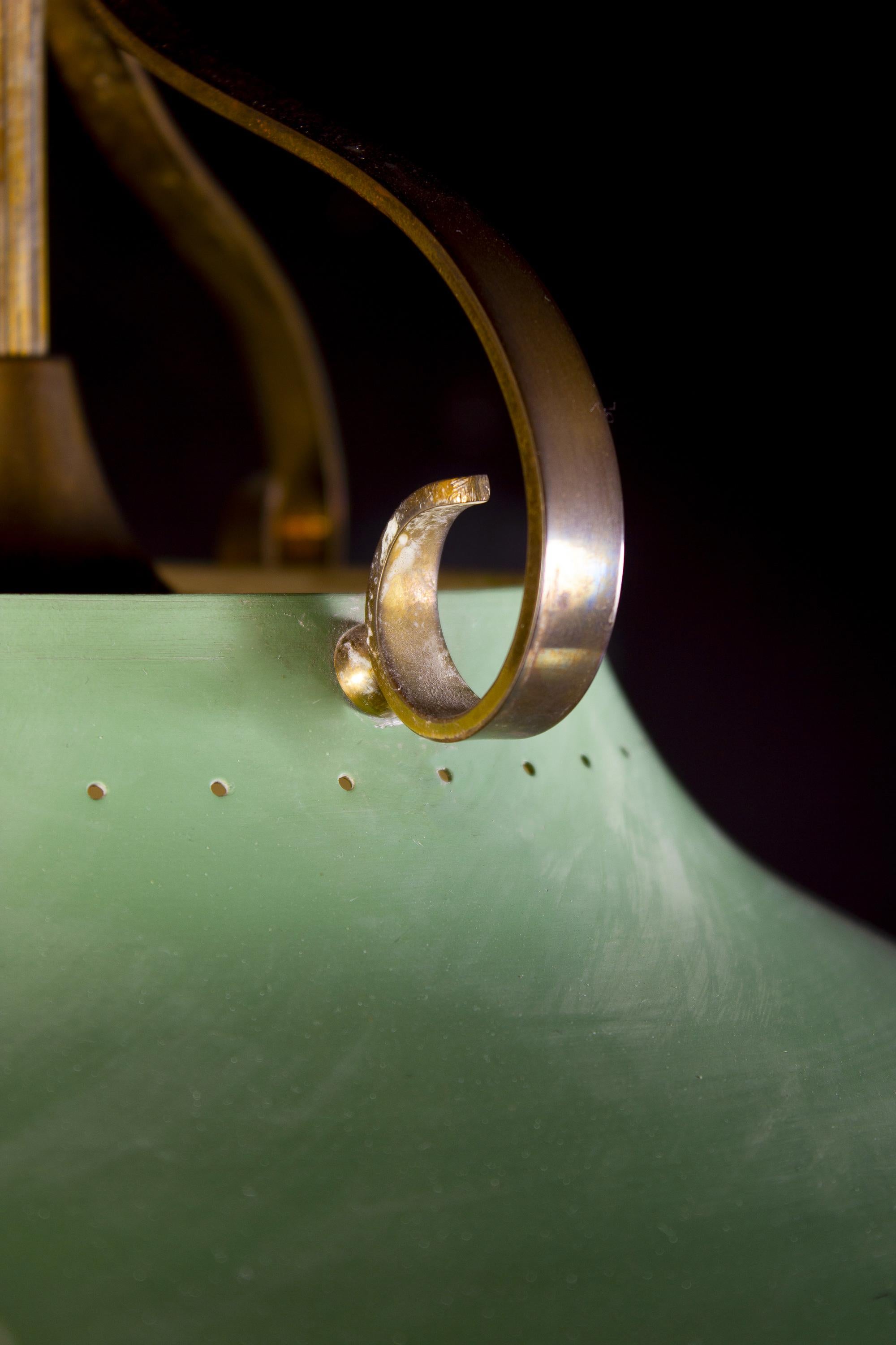Italian Midcentury Green Pendant with Murano Glass, 1950s 1
