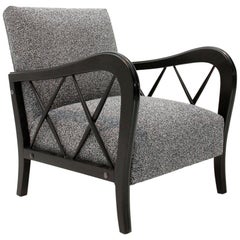 Italian Midcentury Grey Fabric Armchair, 1940s