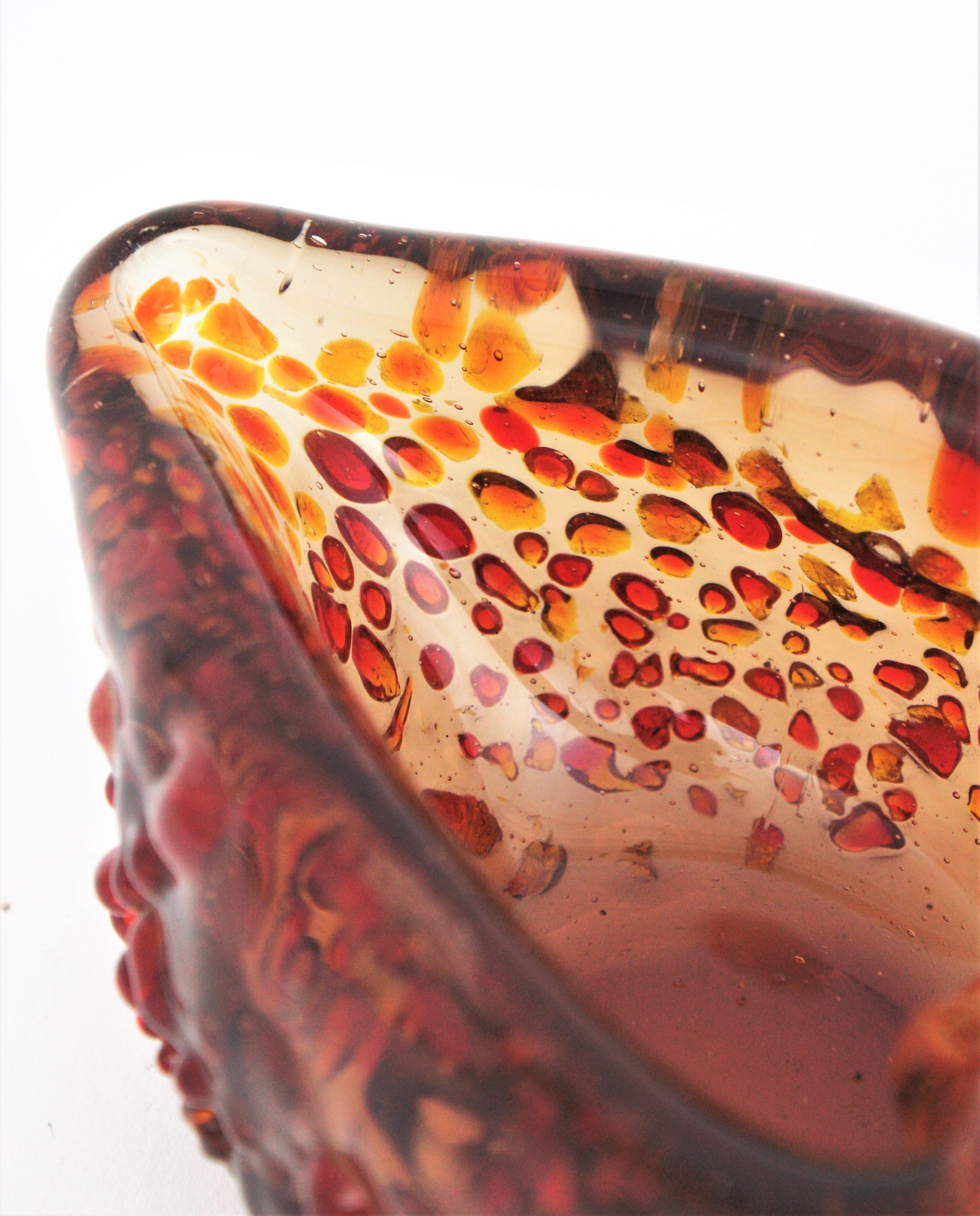 Italian Midcentury Heart Shaped Murrina Applied Murano Glass Bowl or Ashtray 2