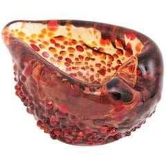 Vintage Italian Midcentury Heart Shaped Murrina Applied Murano Glass Bowl or Ashtray