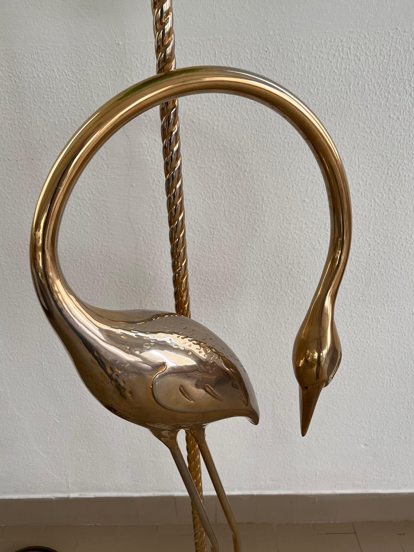 Italian Midcentury Heron Sculptured Floor Lamp with Murano Glass Sphere, 1970s 4