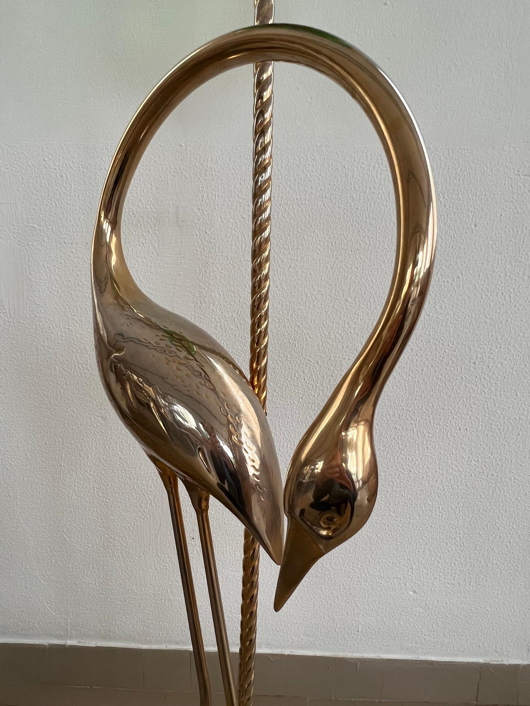 Italian Midcentury Heron Sculptured Floor Lamp with Murano Glass Sphere, 1970s 7