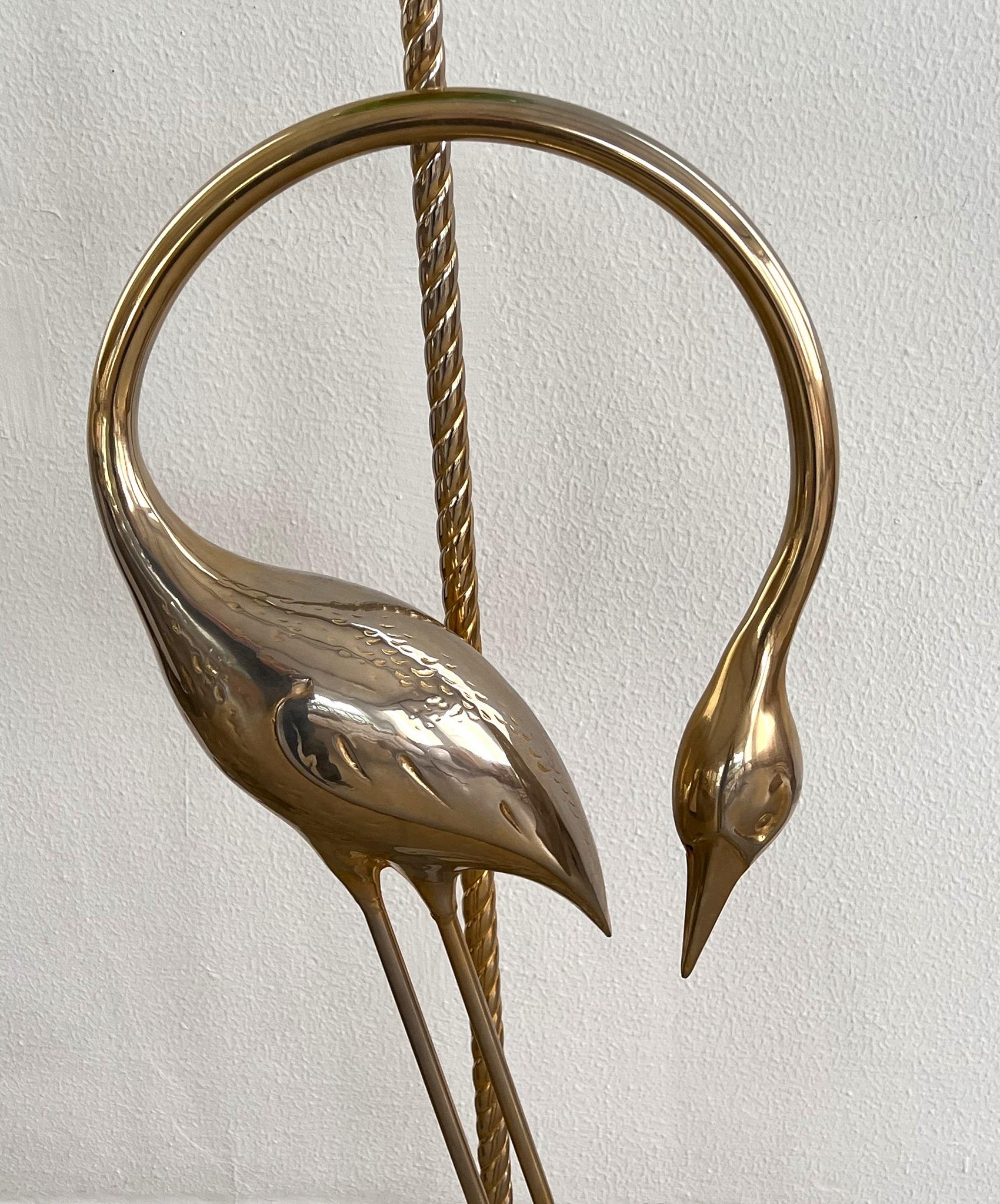 Metal Italian Midcentury Heron Sculptured Floor Lamp with Murano Glass Sphere, 1970s