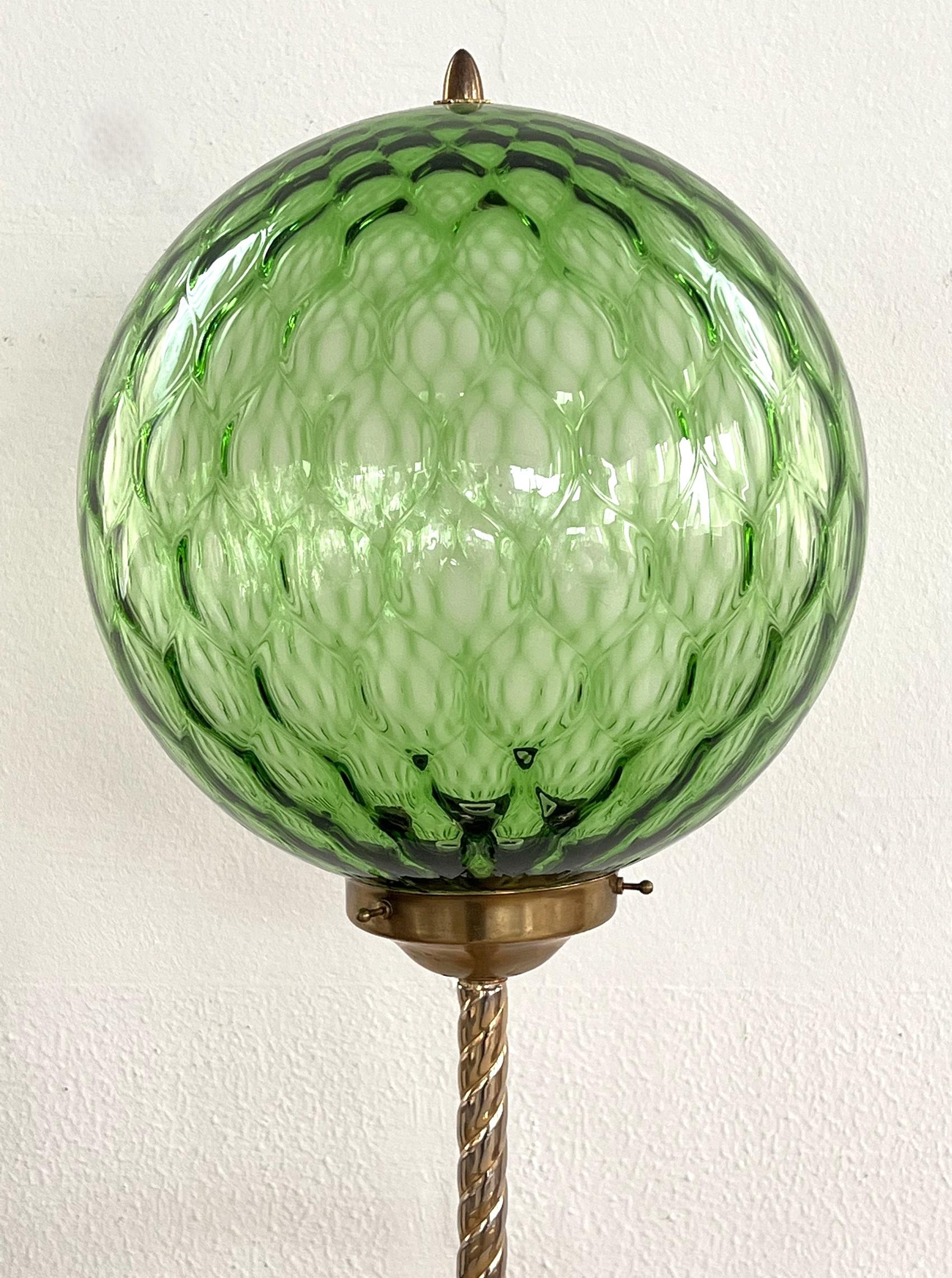 Italian Midcentury Heron Sculptured Floor Lamp with Murano Glass Sphere, 1970s 1