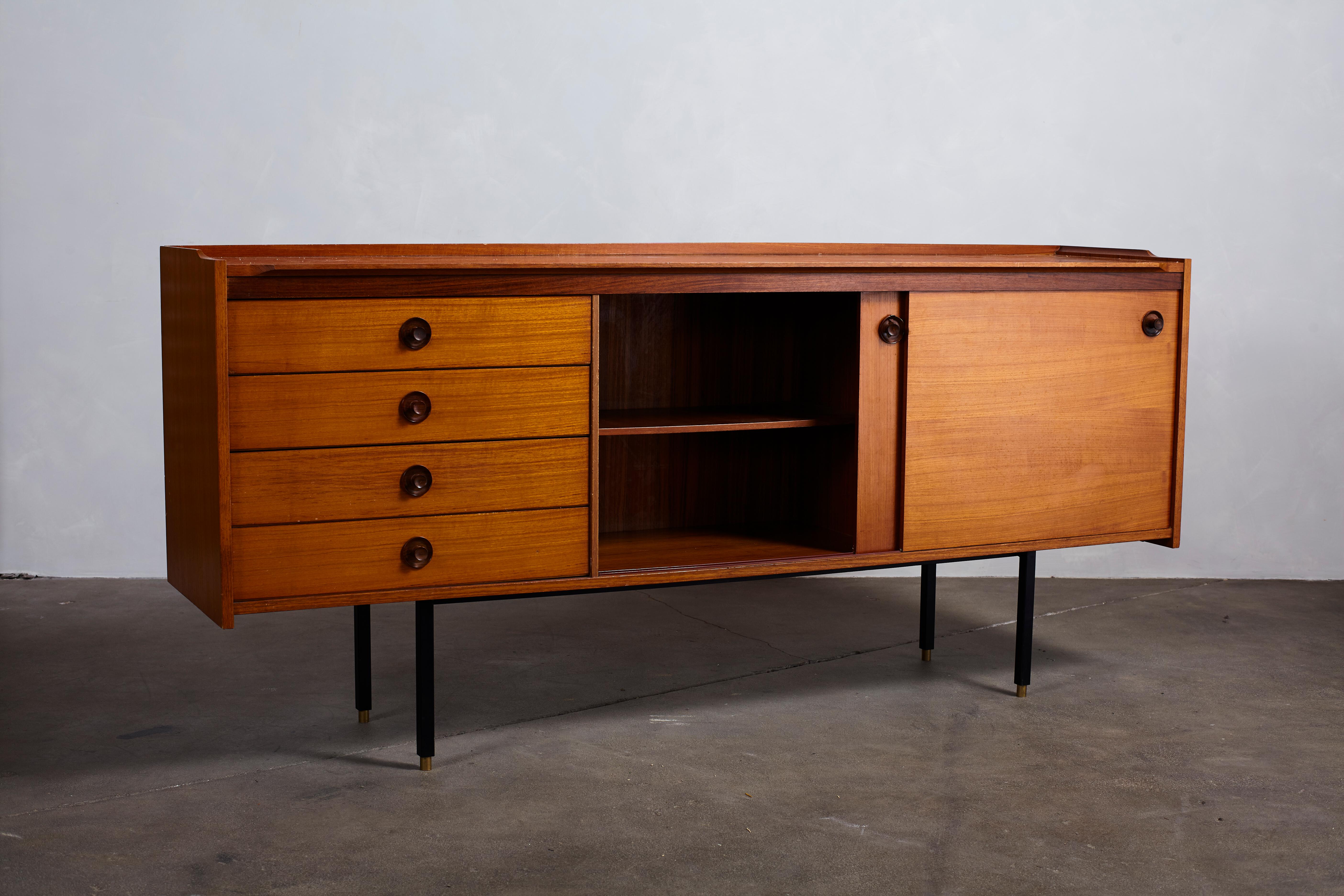 Mid-20th Century Italian Midcentury Ico Parisi Style Credenza with Four Drawers and Two Doors